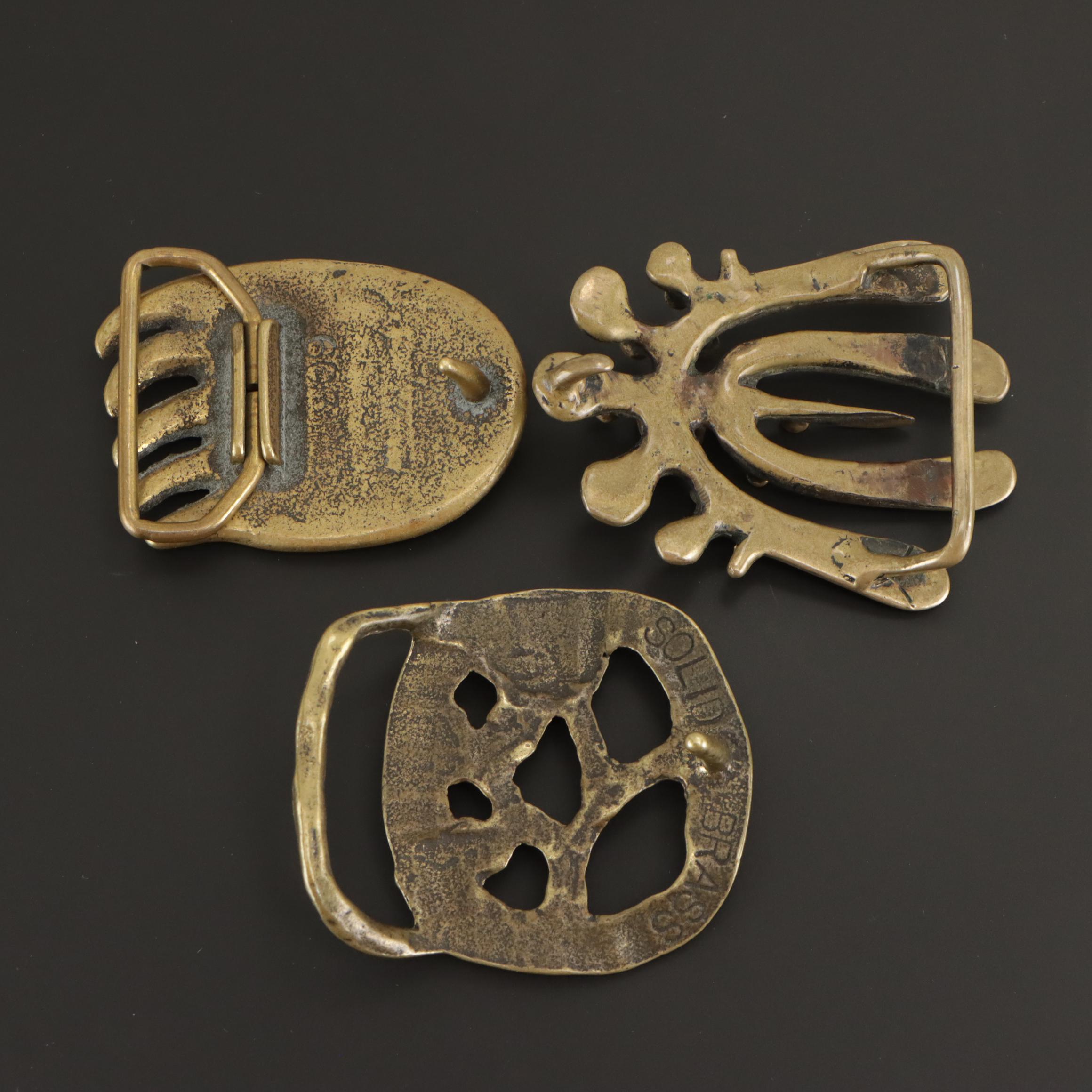 Brutalist Style Brass Belt Buckles