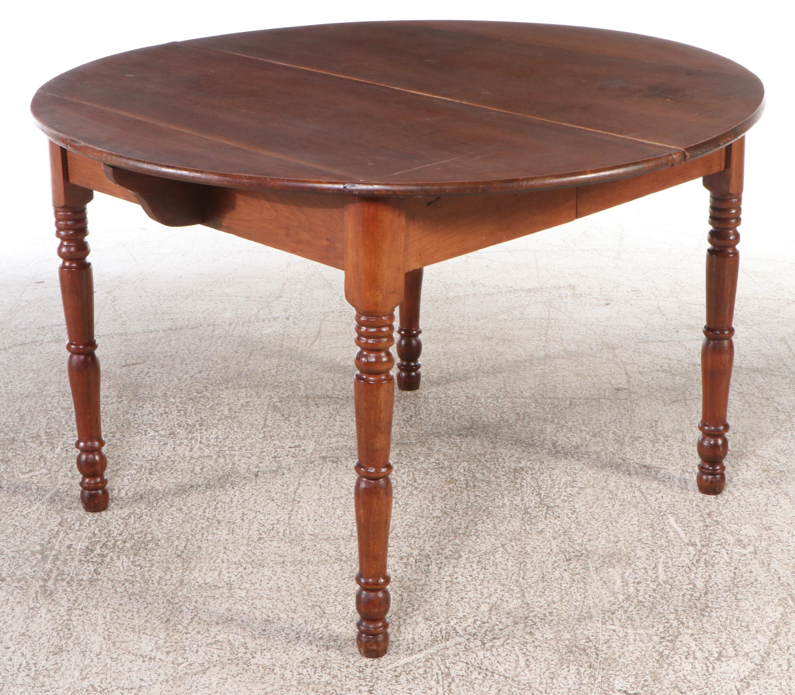 Colonial Style Walnut Dining Table with Two Windsor Chairs