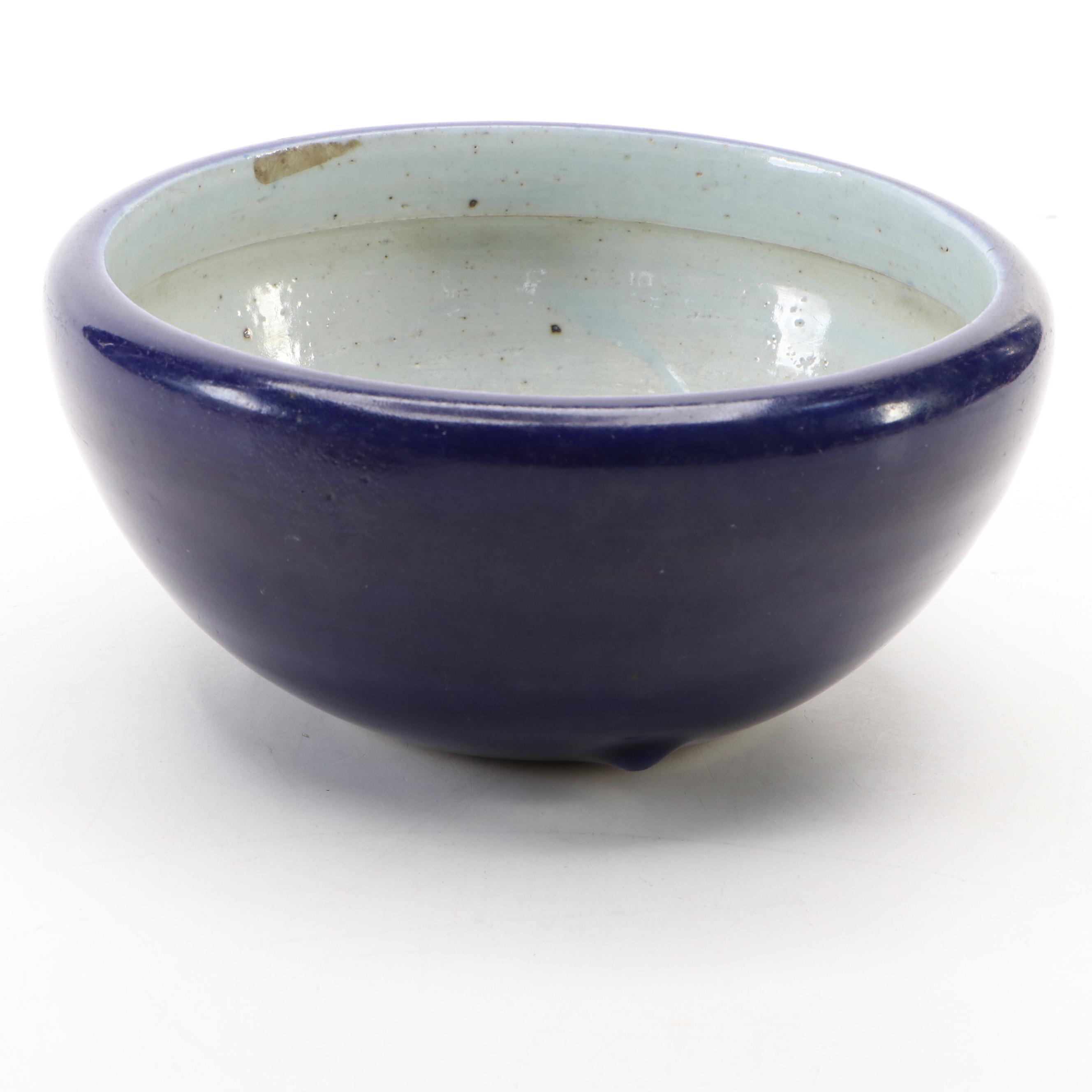 Sukhothai Footed Bowl with Chinese Cobalt Glazed Porcelain Bowl