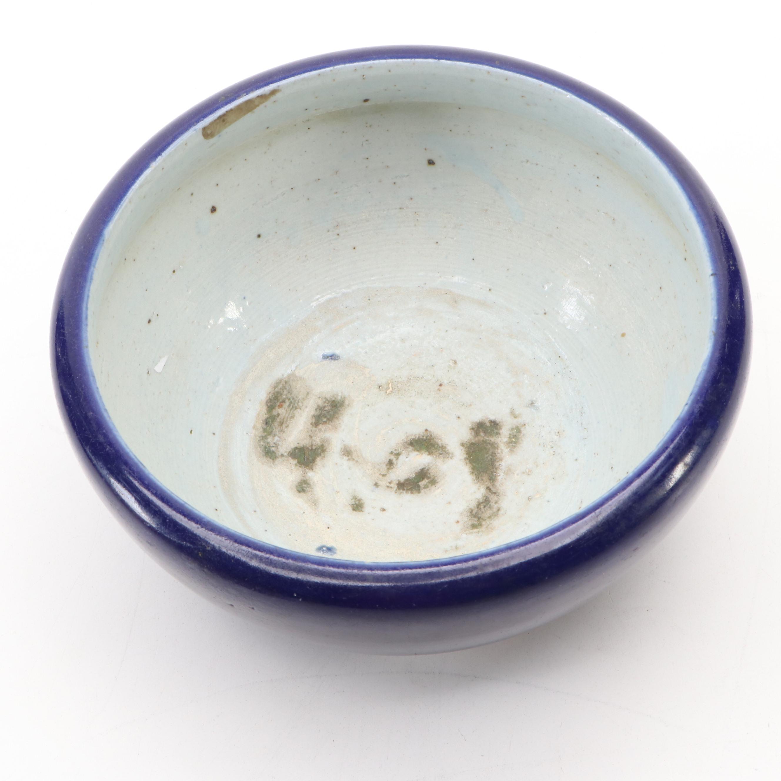 Sukhothai Footed Bowl with Chinese Cobalt Glazed Porcelain Bowl