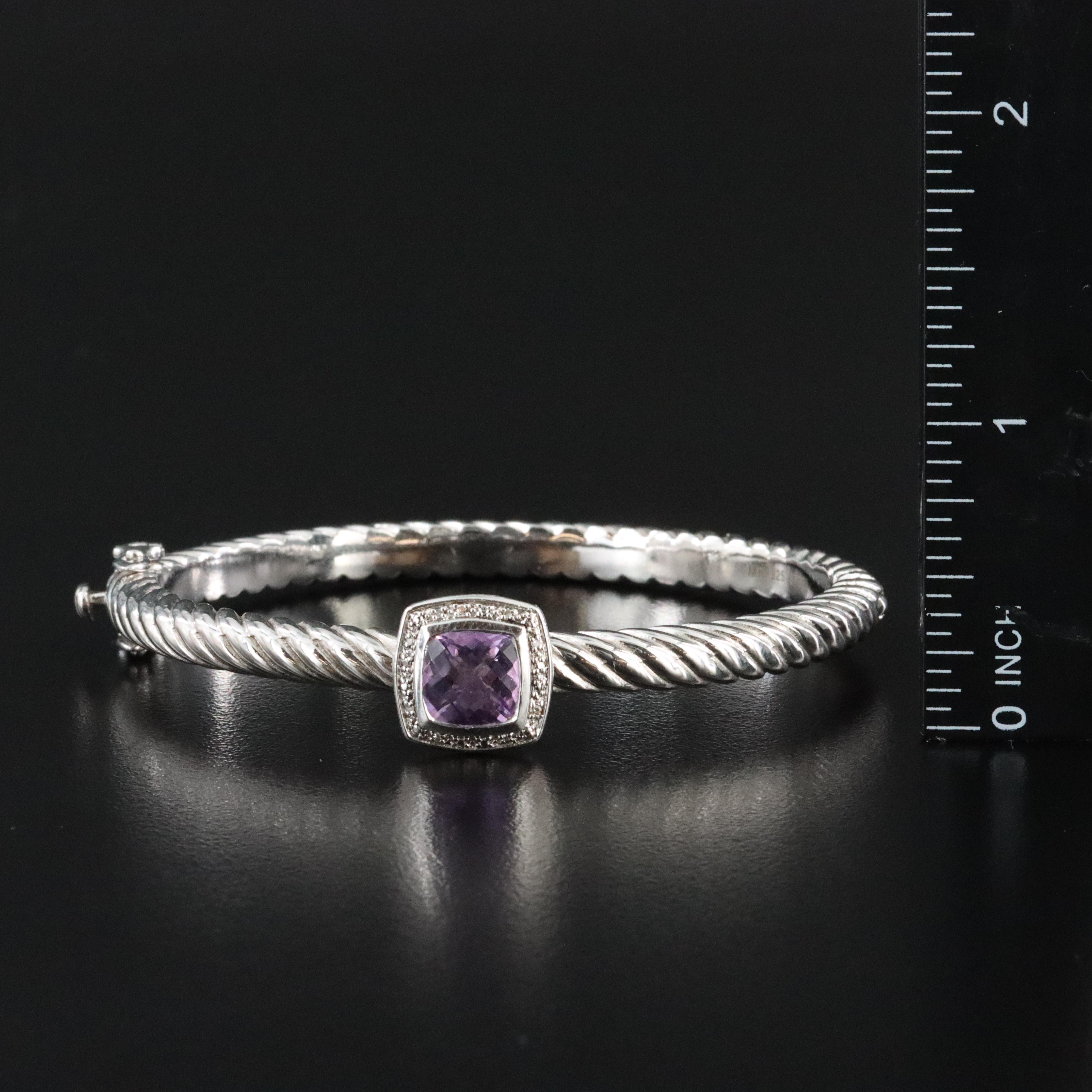 Sterling Amethyst and Diamond Bangle