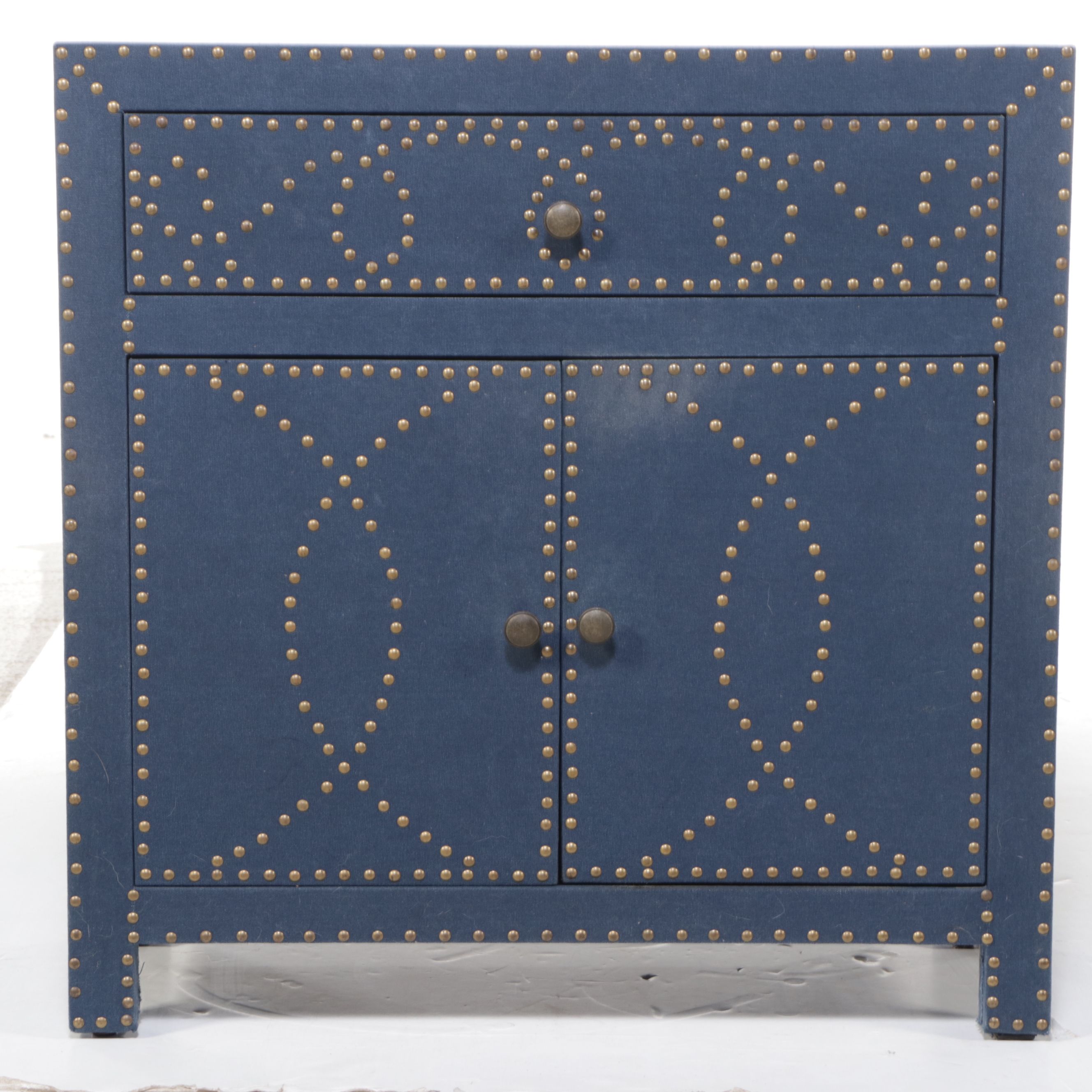 Contemporary Denim Veneered Accent Cabinet
