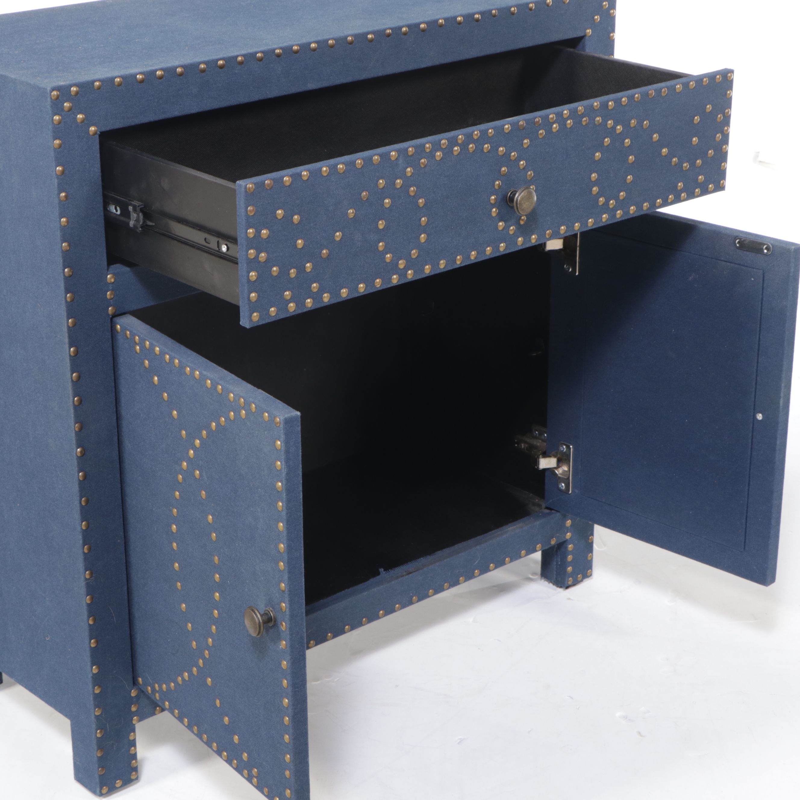 Contemporary Denim Veneered Accent Cabinet