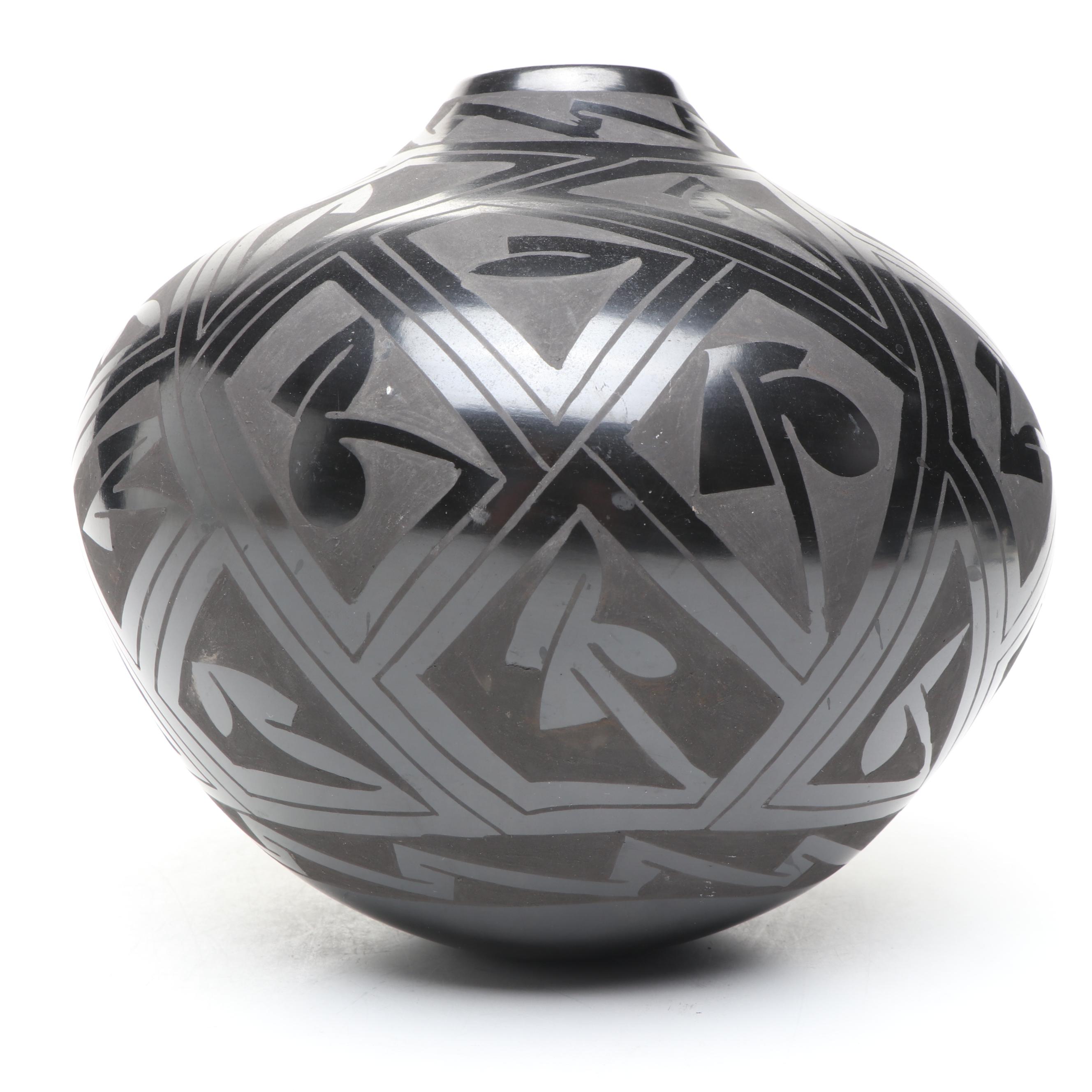 Silvia Silveira Blackware Pottery Vase and Armando Rodriguez Seed Bowl