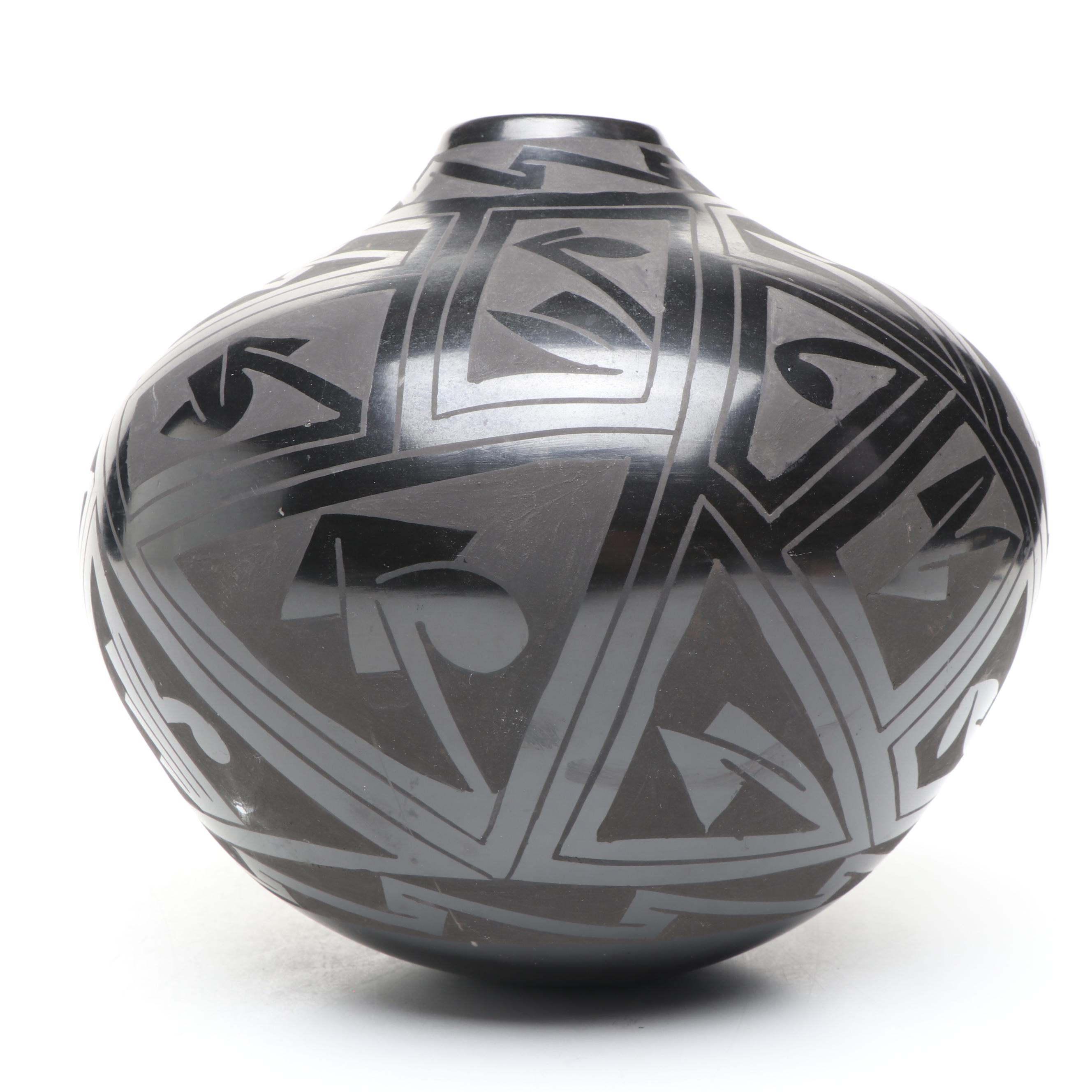 Silvia Silveira Blackware Pottery Vase and Armando Rodriguez Seed Bowl