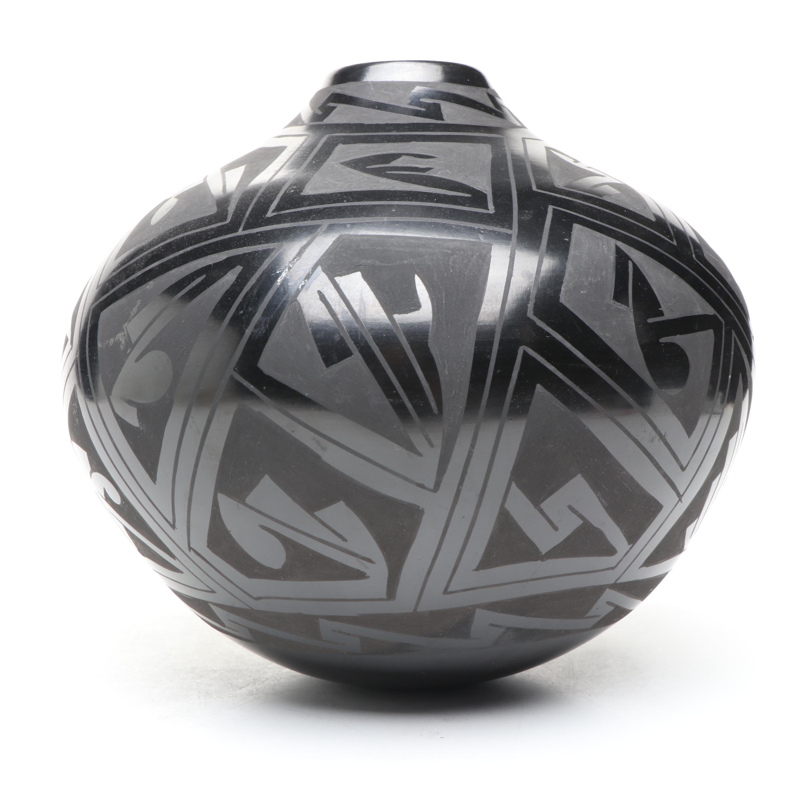 Silvia Silveira Blackware Pottery Vase and Armando Rodriguez Seed Bowl