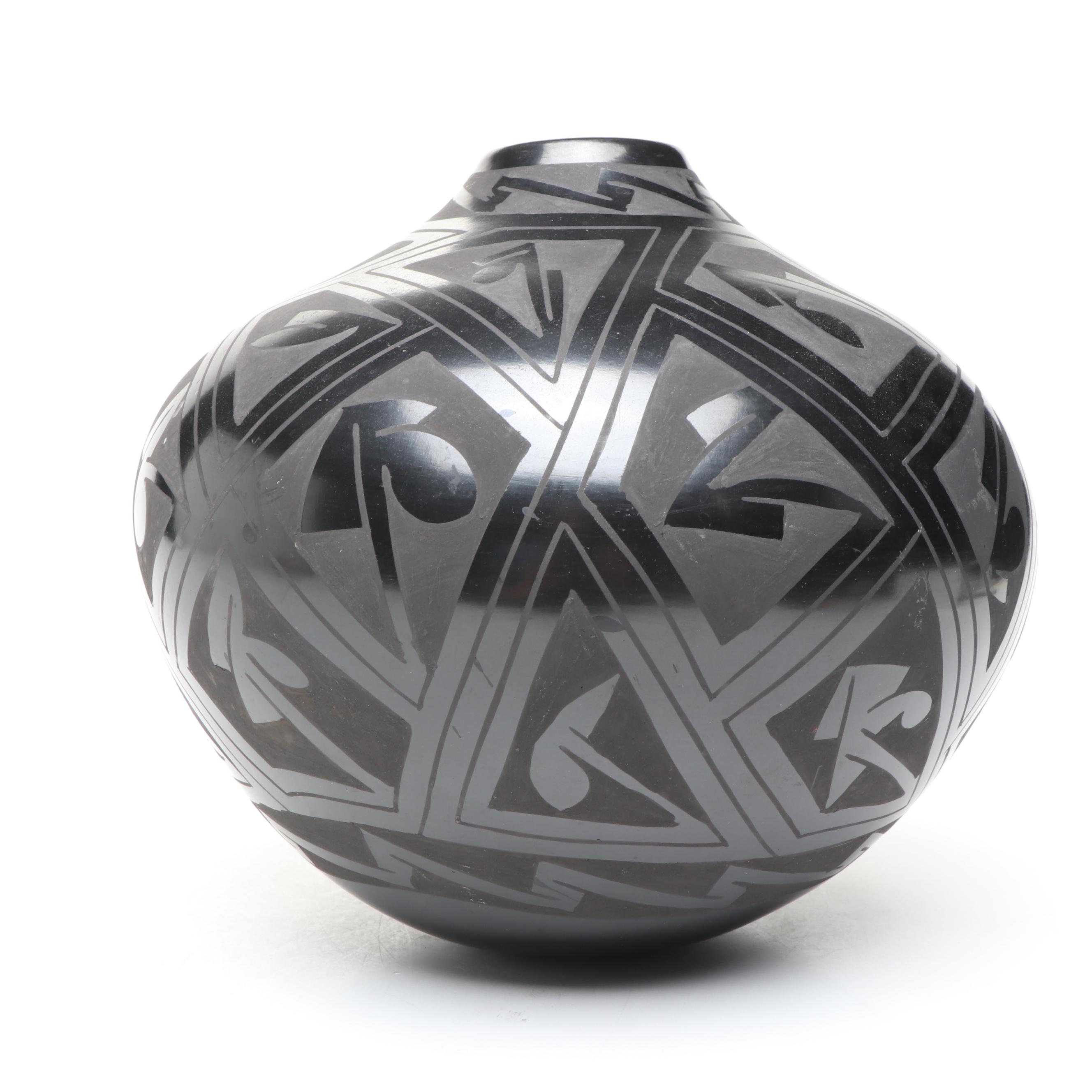 Silvia Silveira Blackware Pottery Vase and Armando Rodriguez Seed Bowl