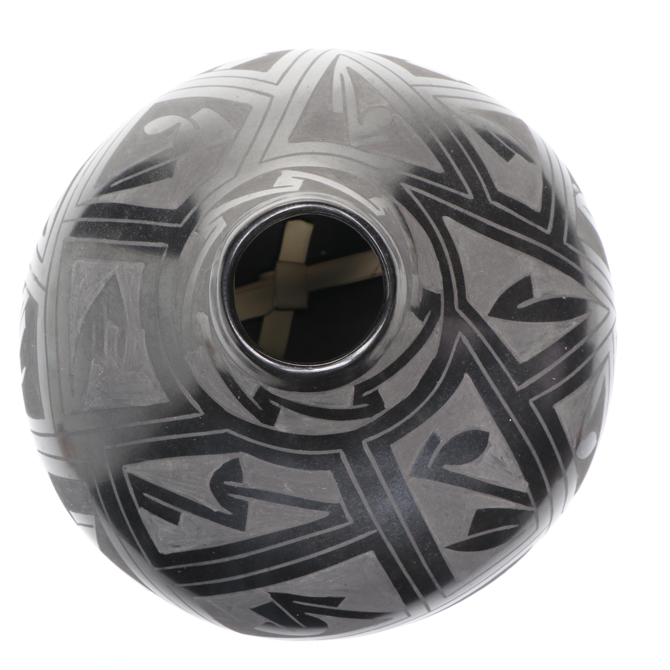 Silvia Silveira Blackware Pottery Vase and Armando Rodriguez Seed Bowl