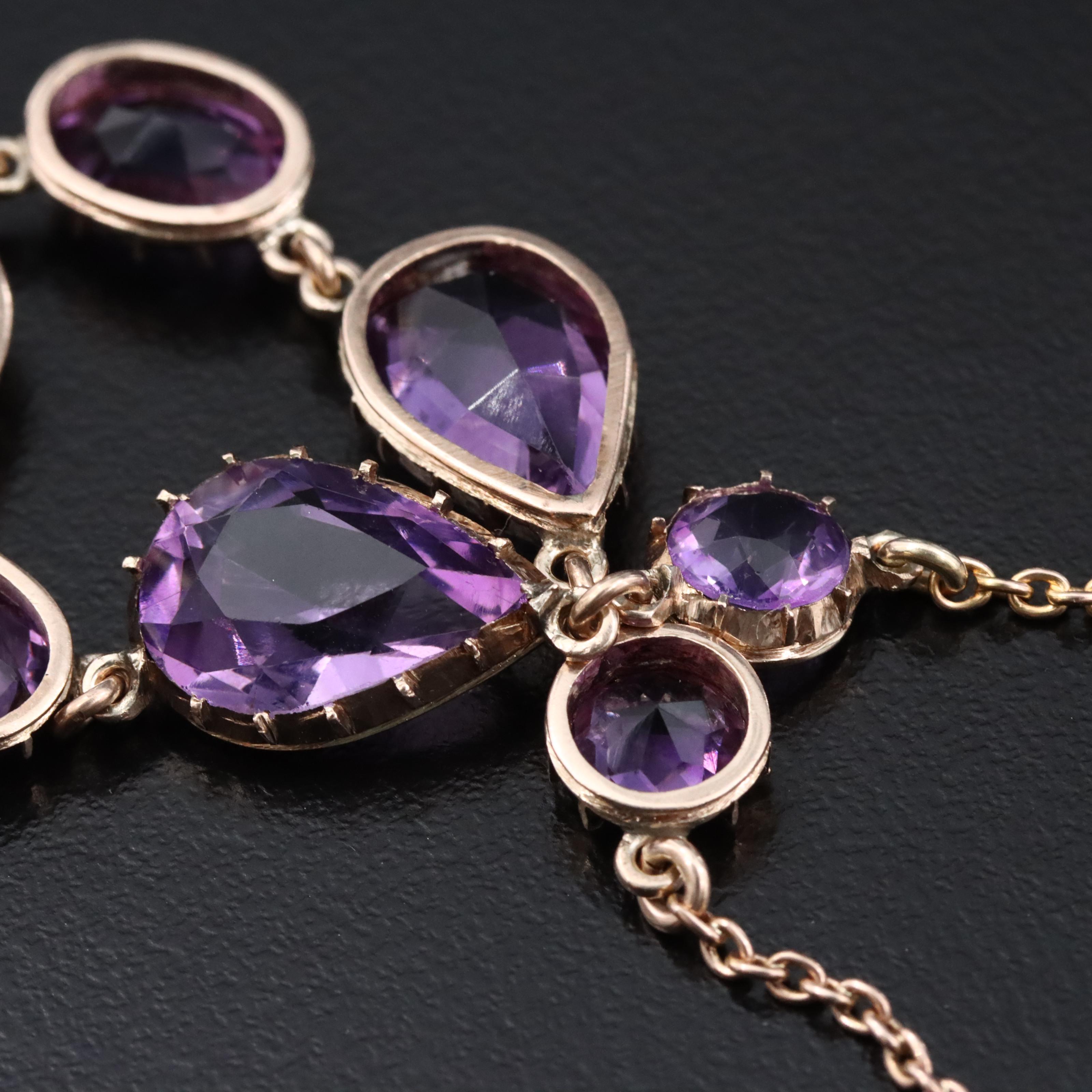 Vintage 10K Rose Gold Amethyst Necklace