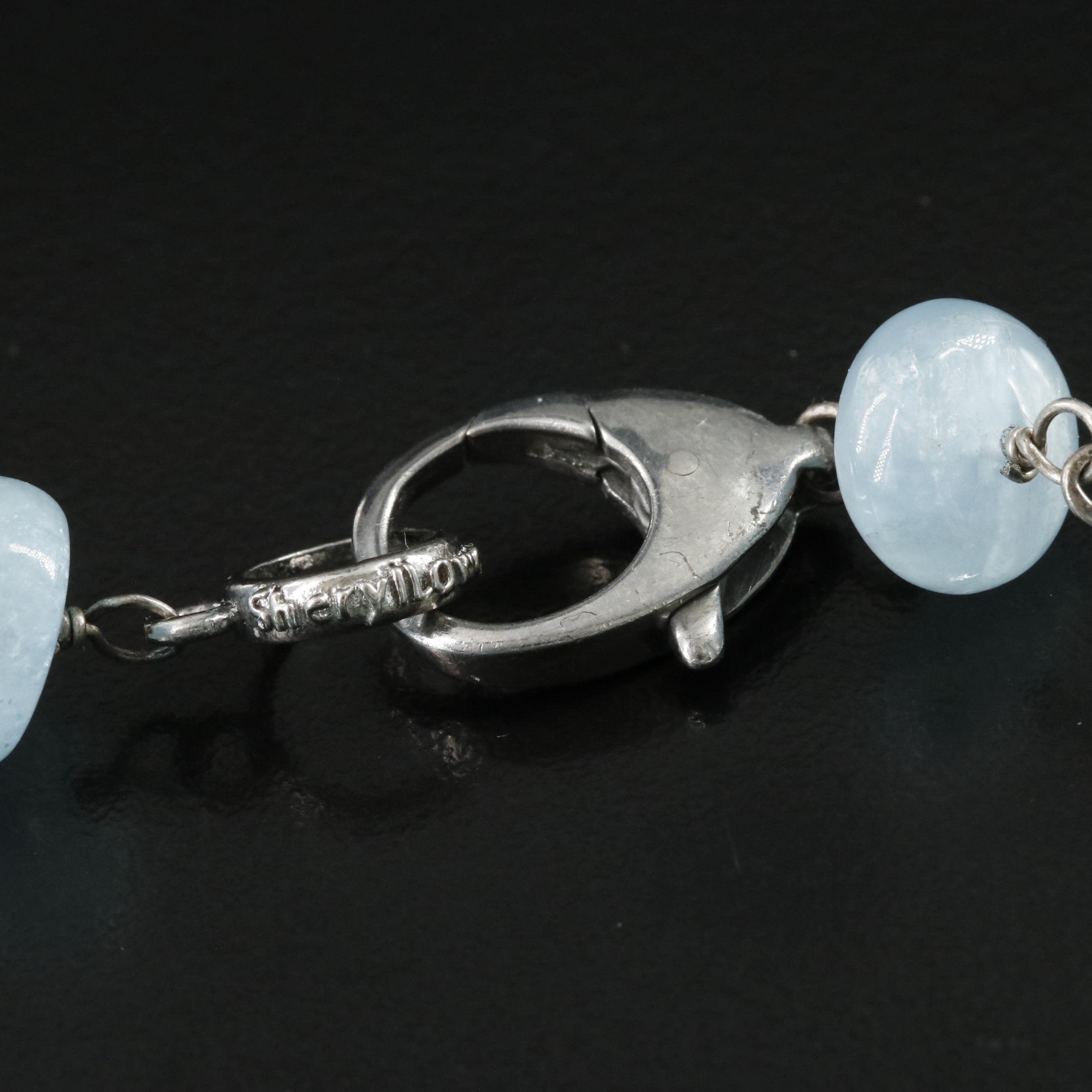 Sheryl Lowe Sterling Gemstone Necklace with Pavé Diamond Bead Accent