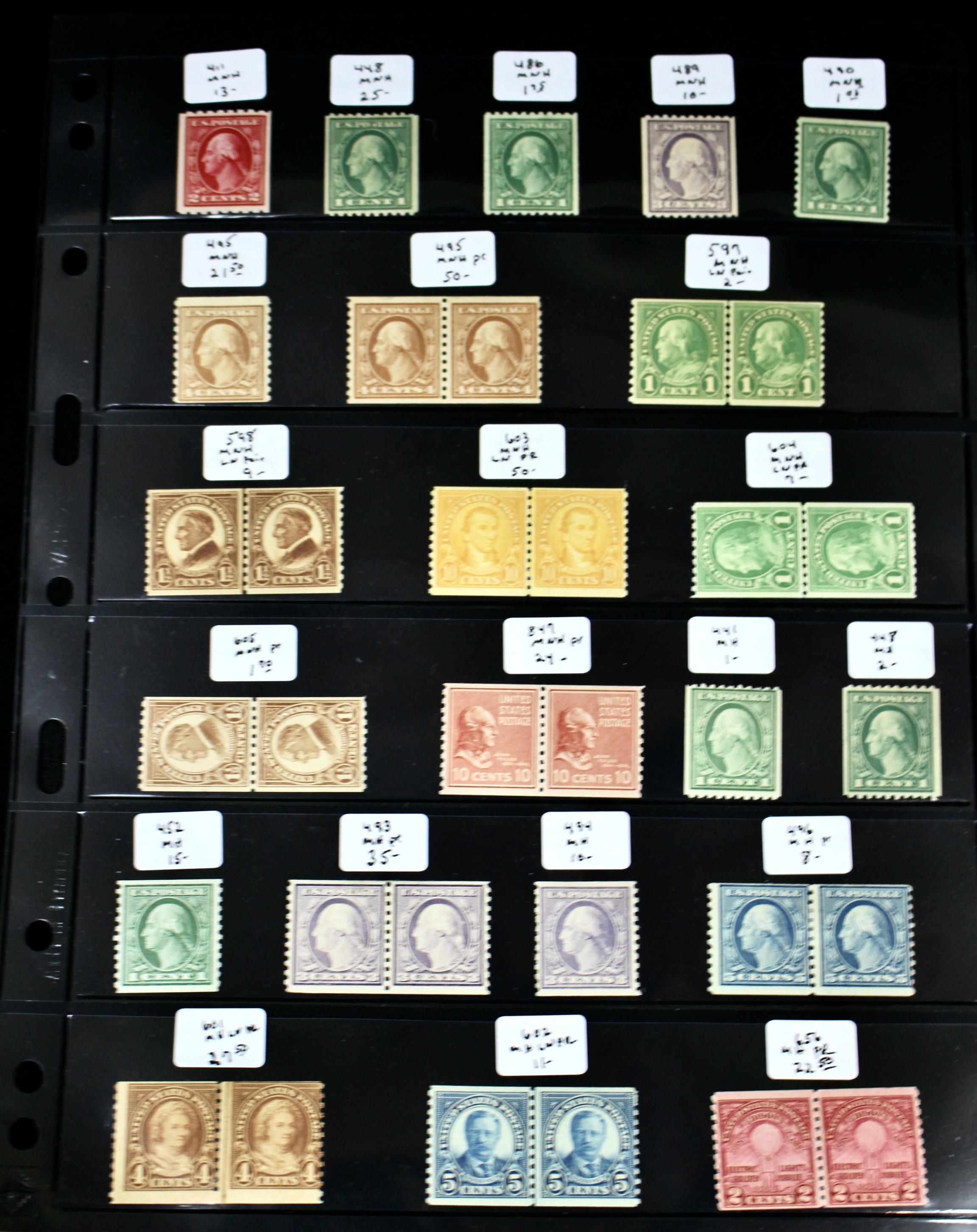 Mint Condition Collection of U.S. Coil Stamps