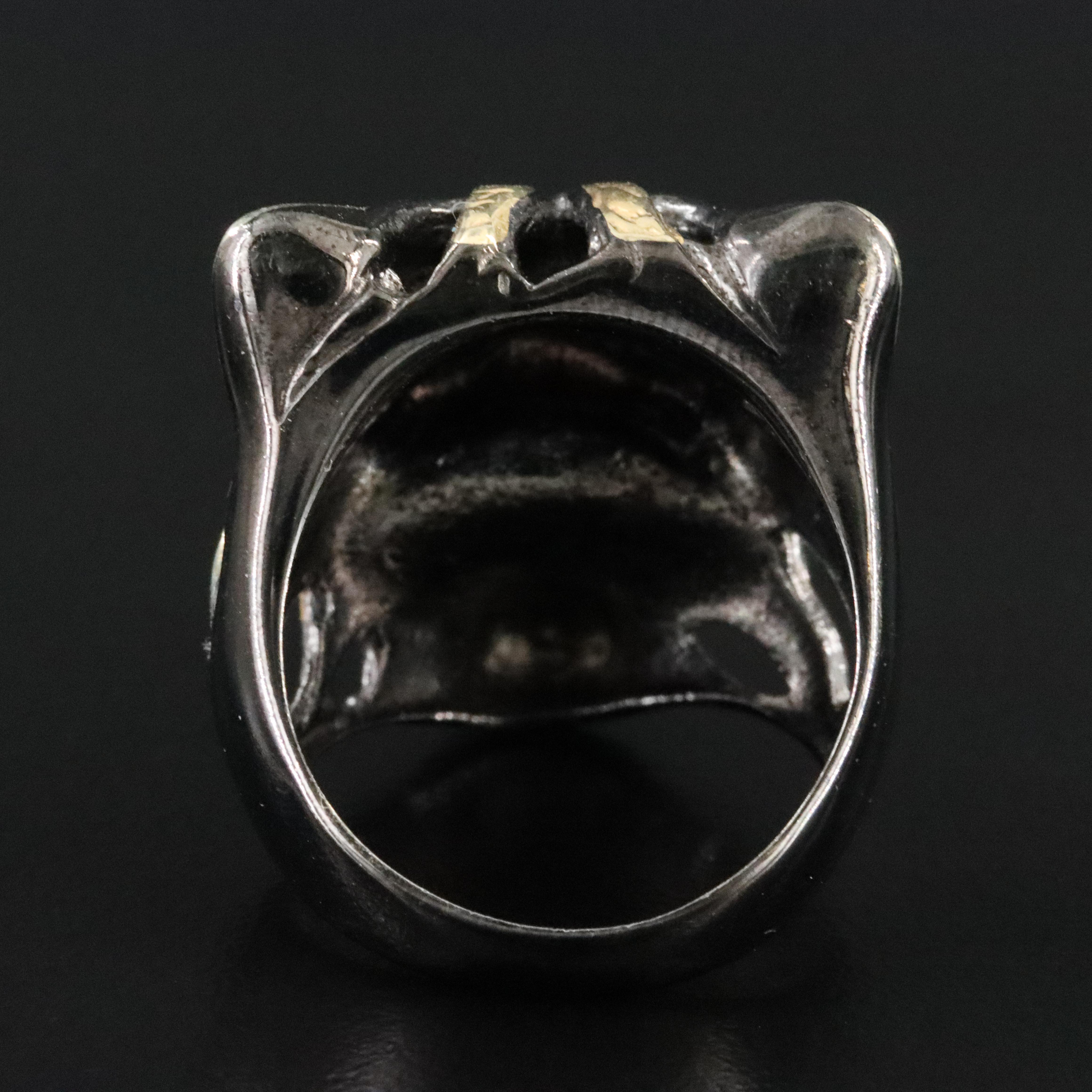 Sterling Tiger Ring with Sapphire Eyes