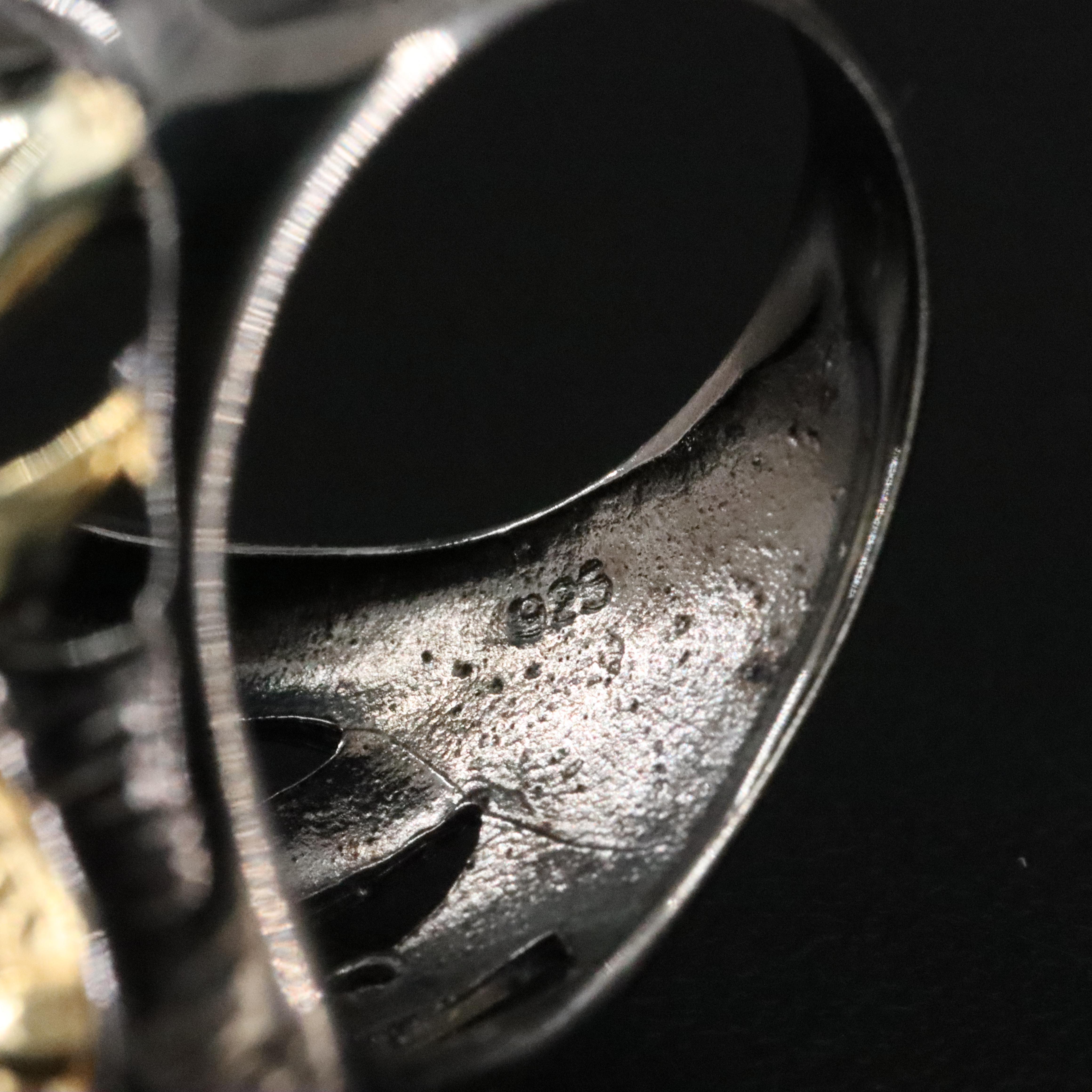 Sterling Tiger Ring with Sapphire Eyes