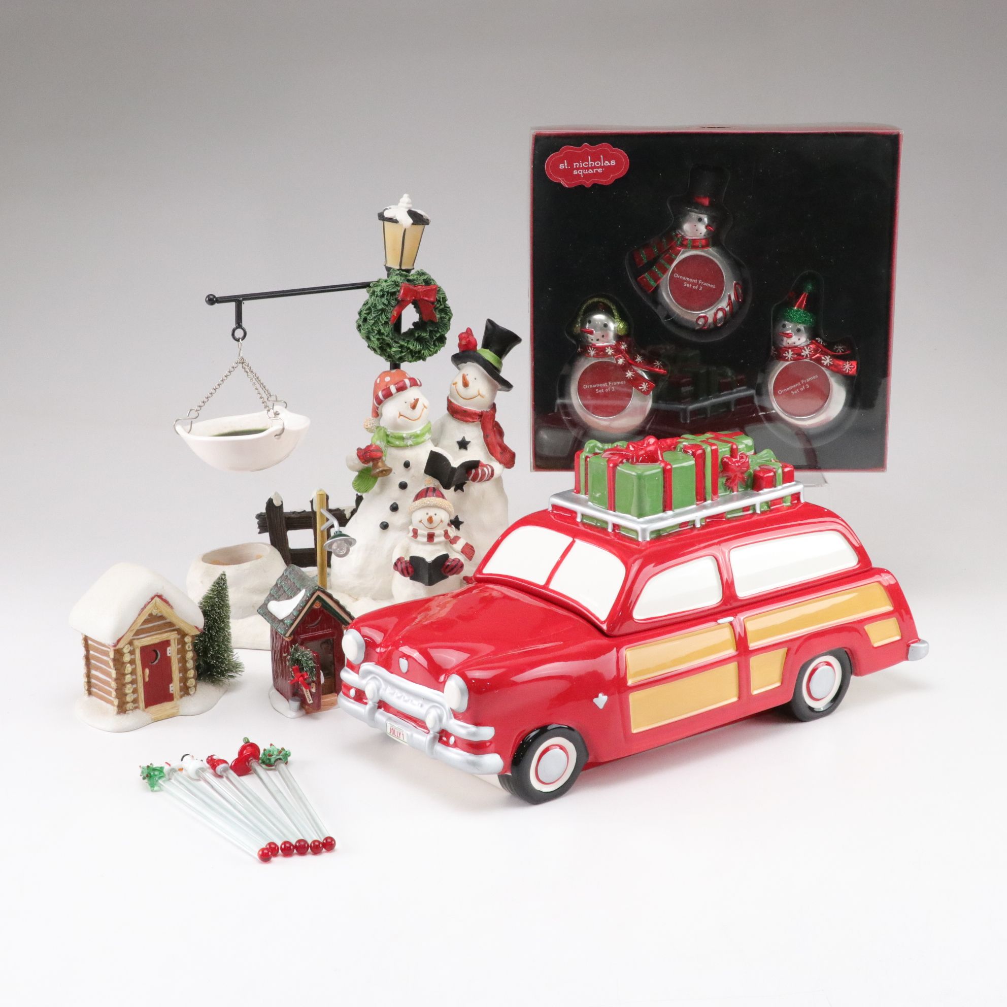 Cheryl's "Red Woody" Cookie Jar with Yankee Candle Snow Carolers & More