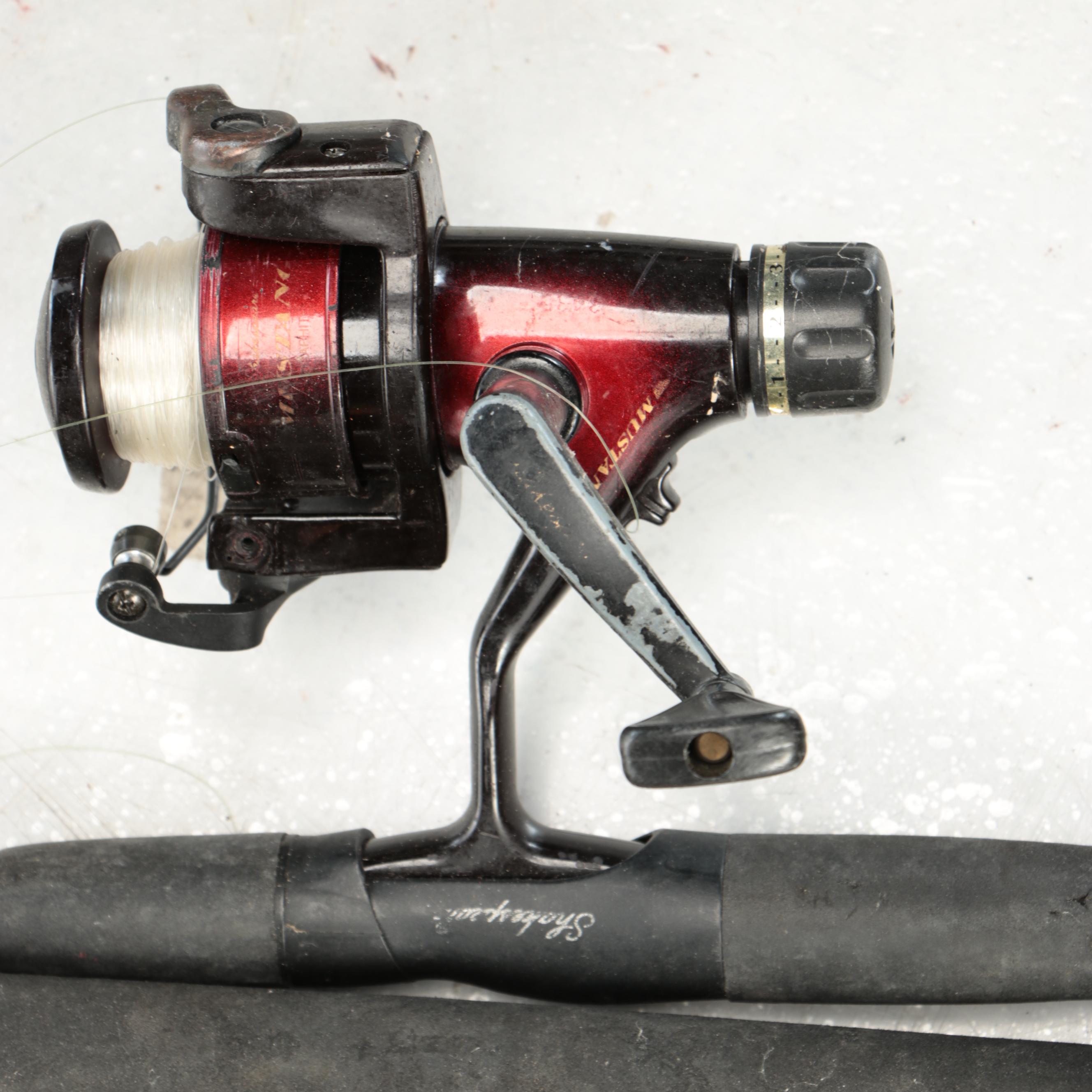 Shakespeare and Other Fishing Rods with Tackle Box and More Gear