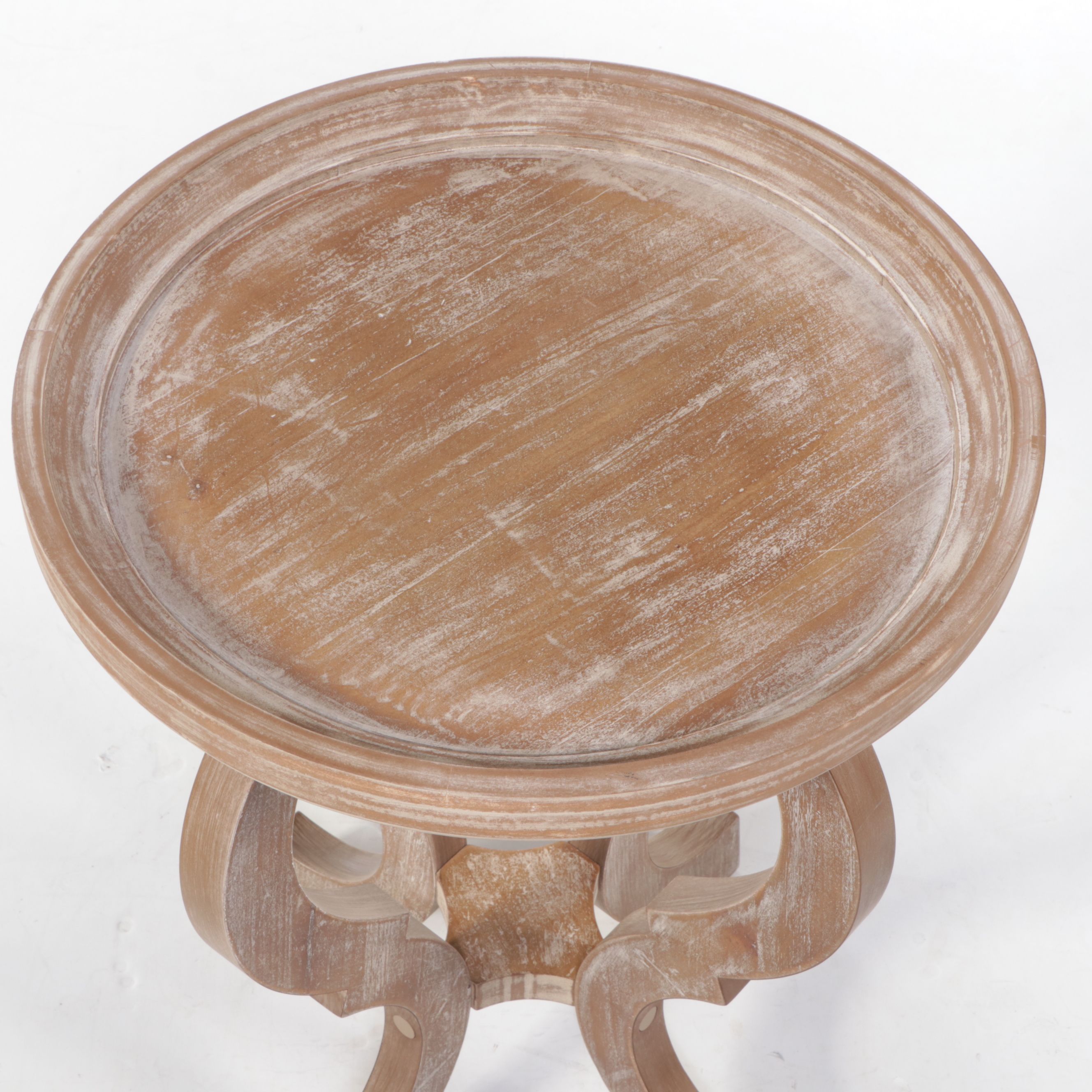 French Provincial Style Distressed Natural Finish Side Table