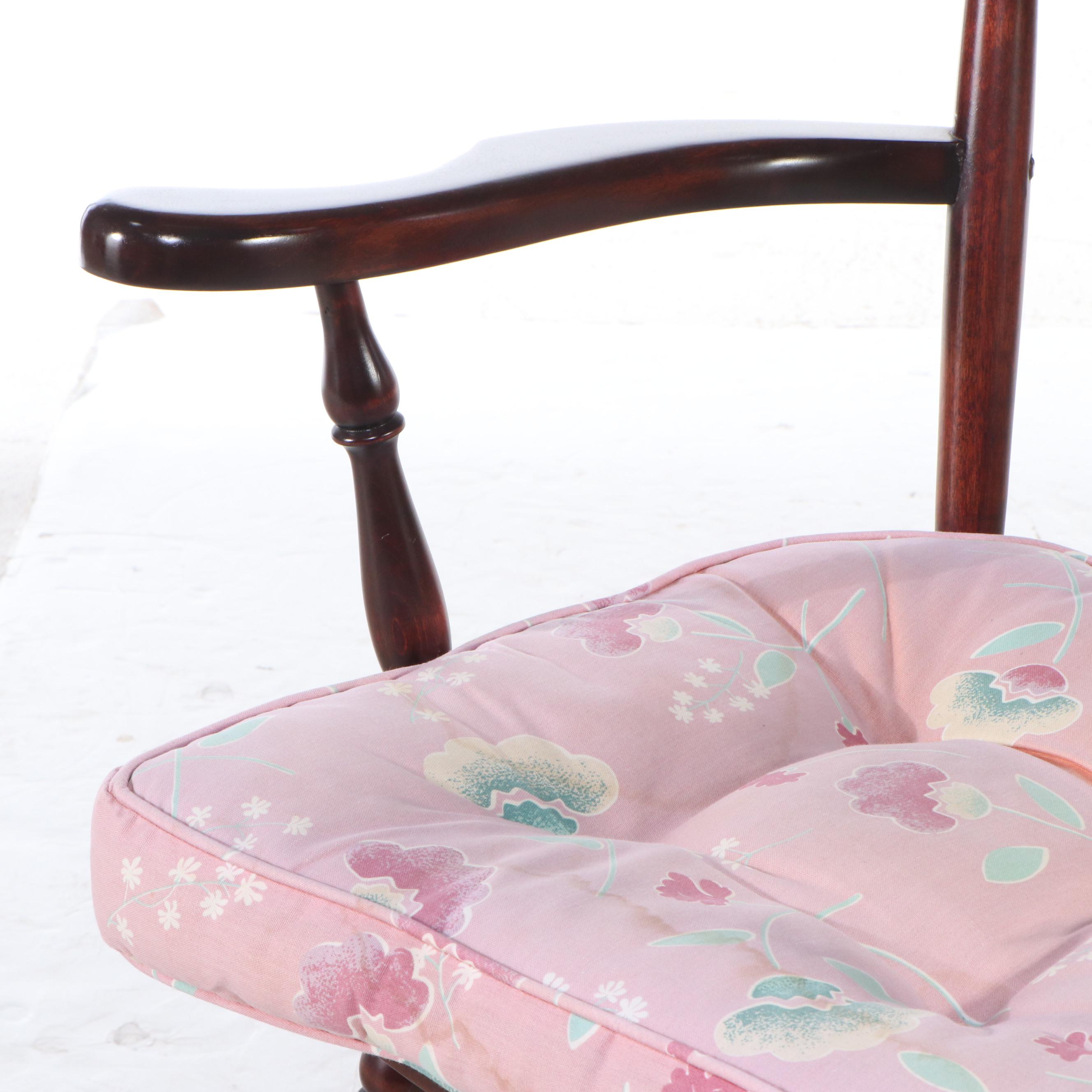 Mahogany Armchair Accented with Floral Inlay