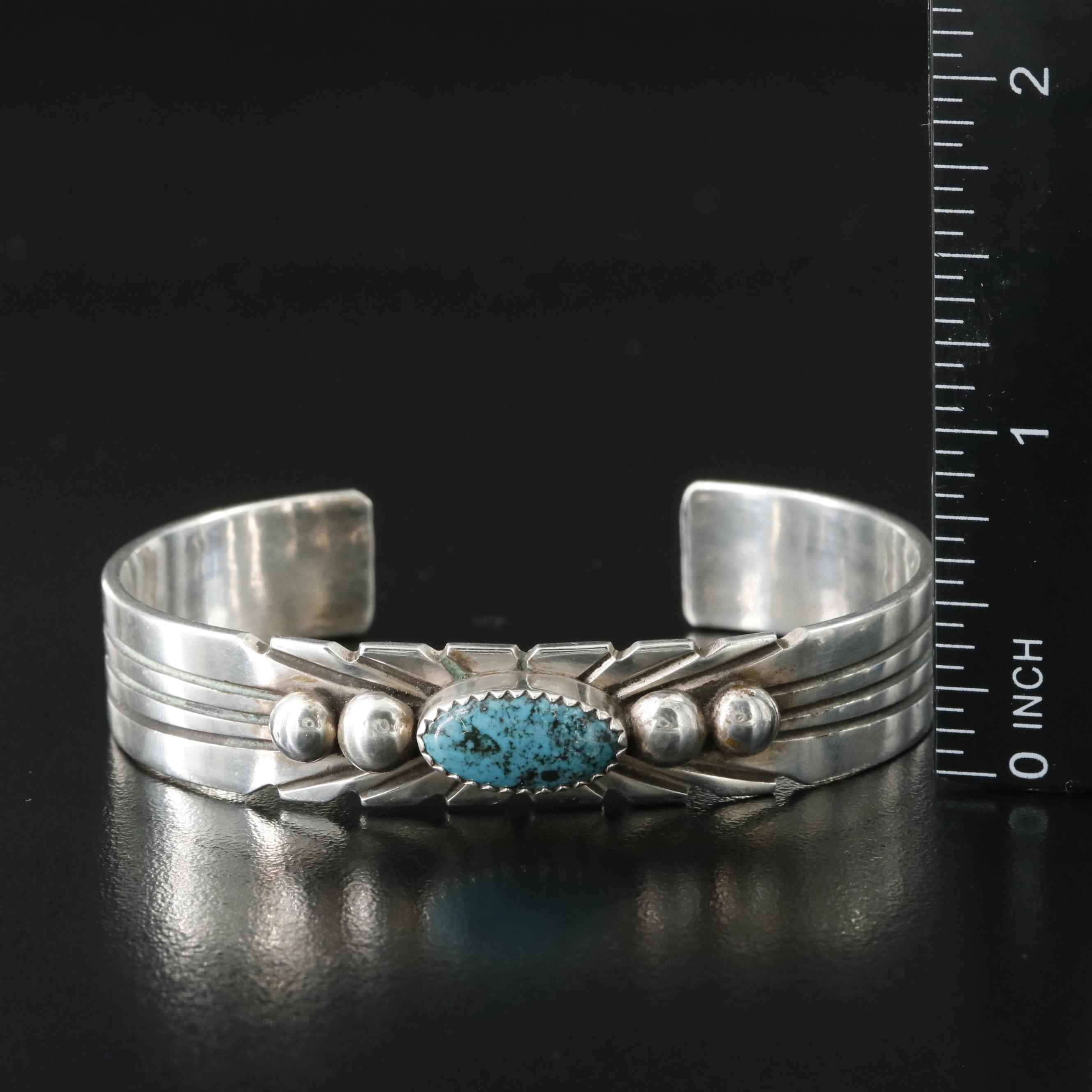 Jimmy Yazzie Navajo Diné Sterling Turquoise Cuff Bracelet