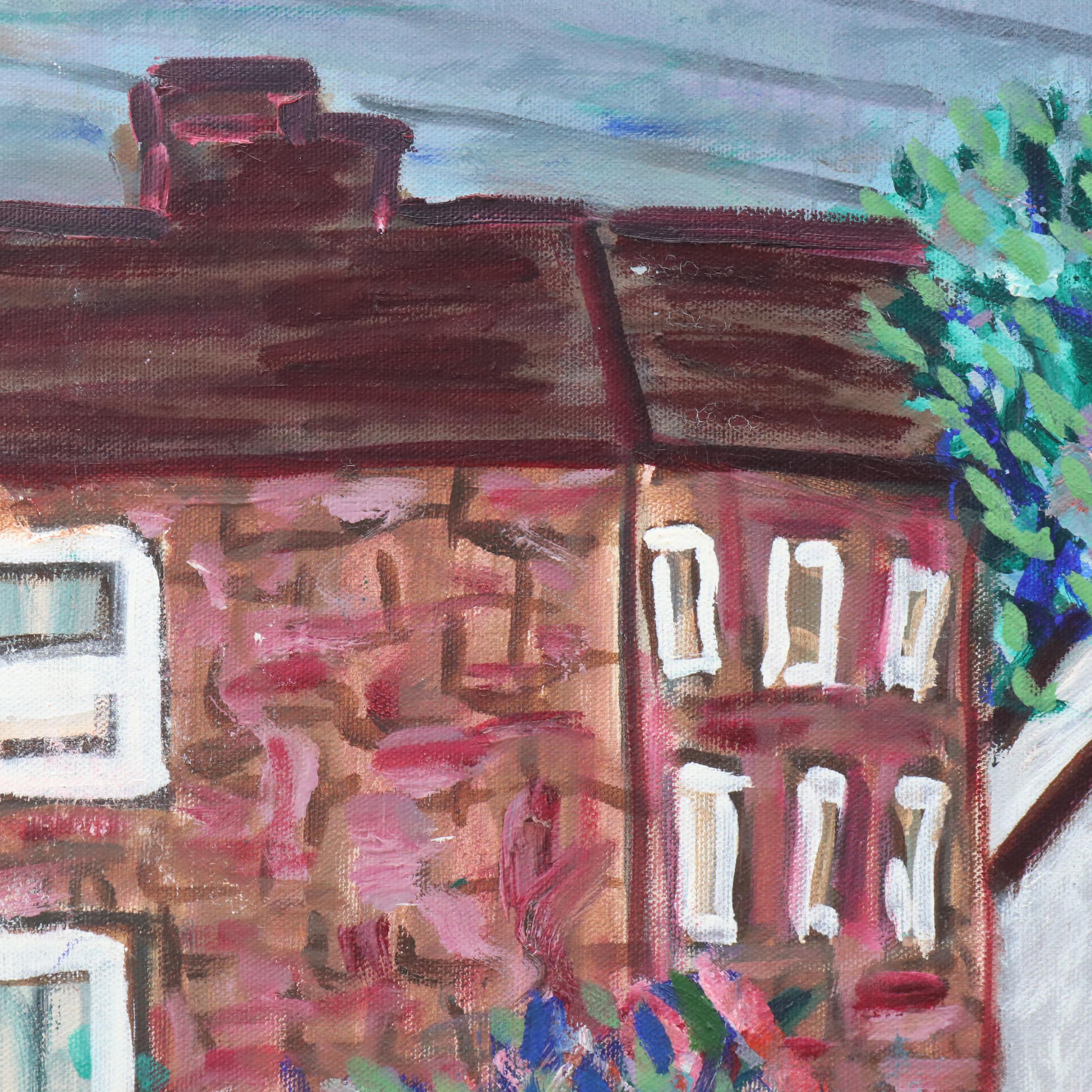 Janice Guttman Landscape Acrylic Painting of Street Scene, 2004