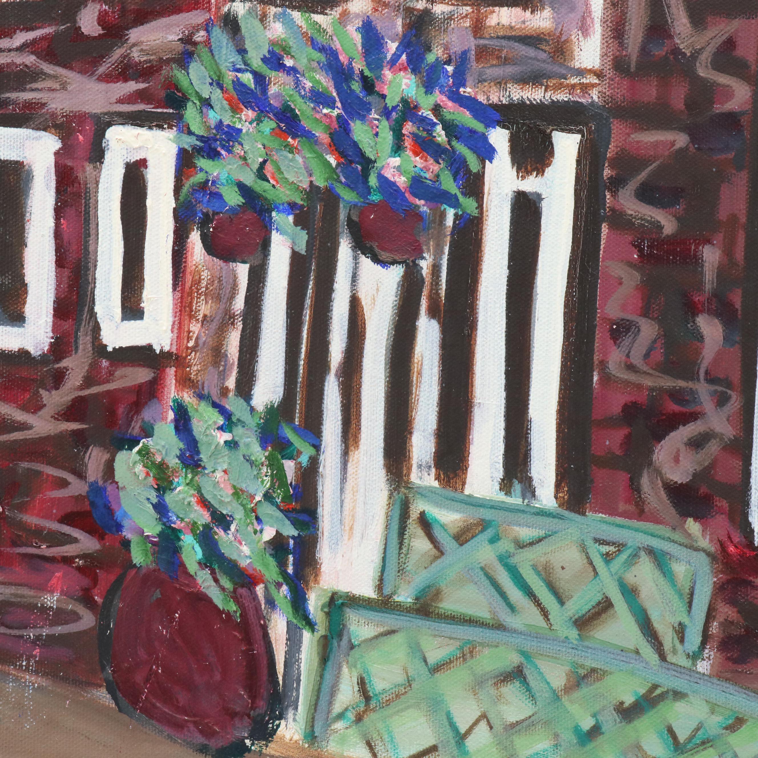 Janice Guttman Landscape Acrylic Painting of Street Scene, 2004