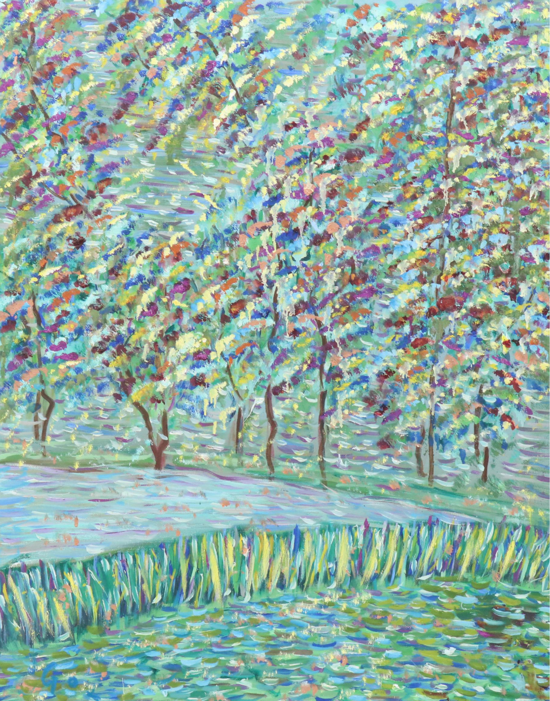 Janice Guttman Impressionistic Style Landscape Acrylic Painting, 2002