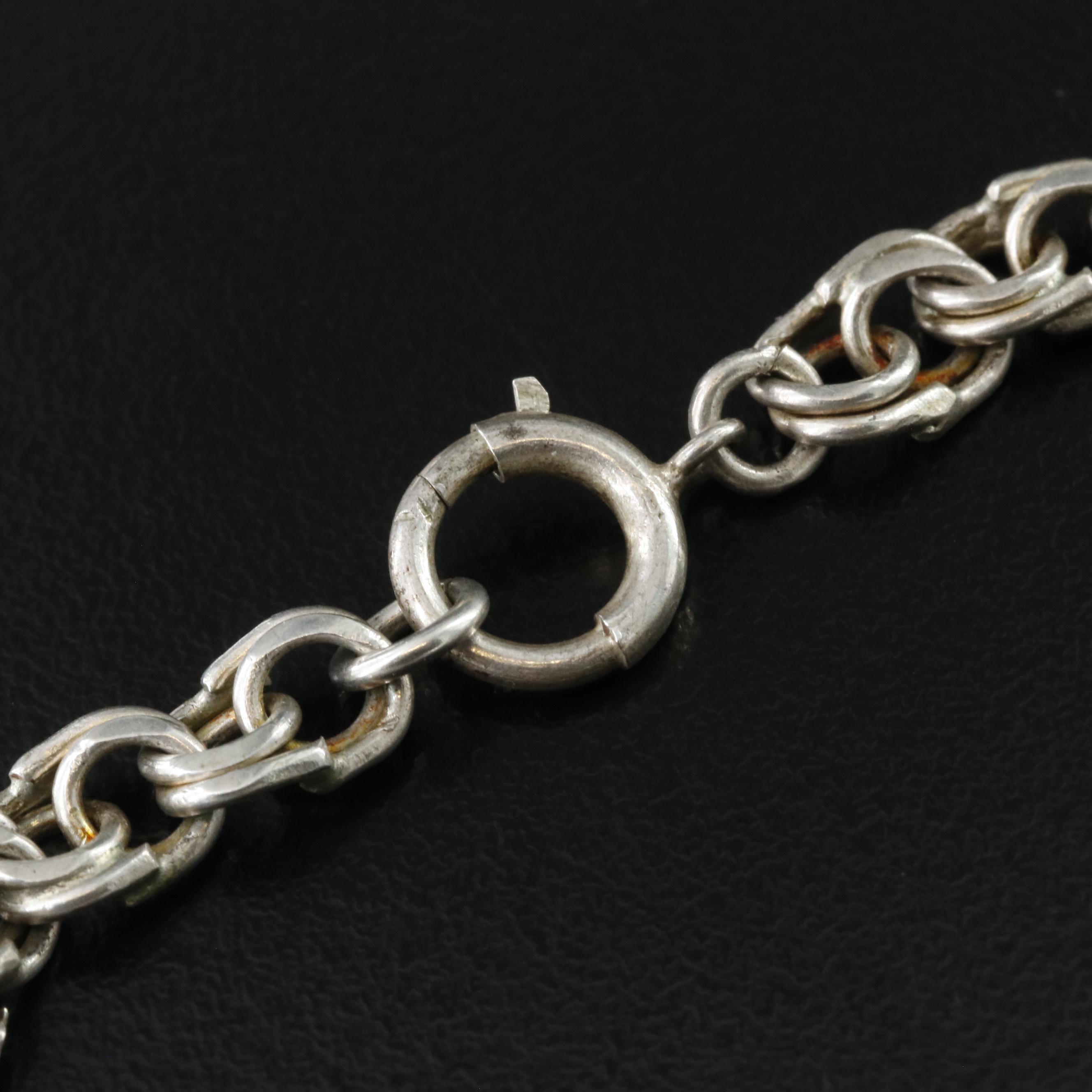 Vintage Sterling Charm Bracelet Featuring Thai Sailing Boat