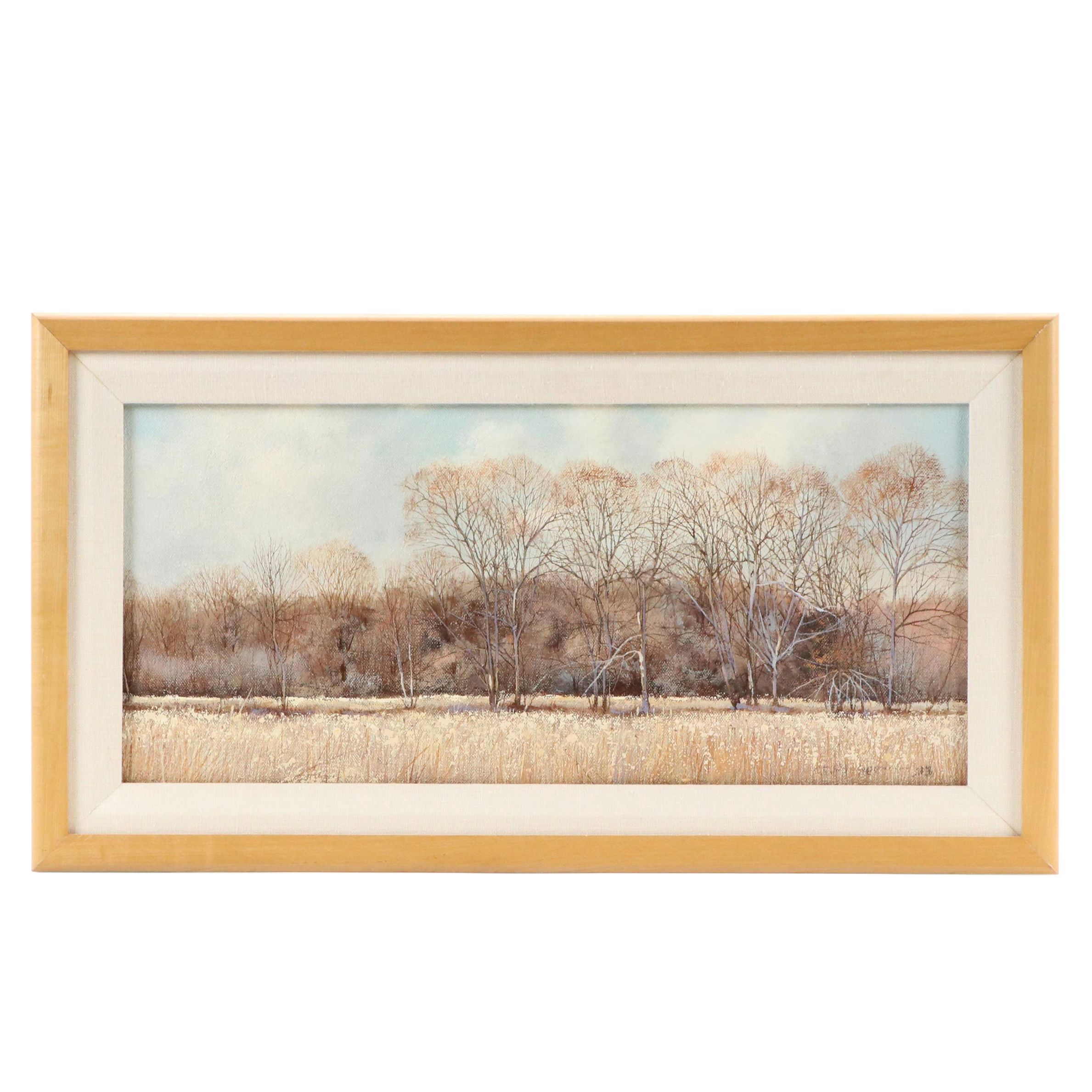 Charles Pitcher Oil Landscape Painting "Golden Rod," 1973