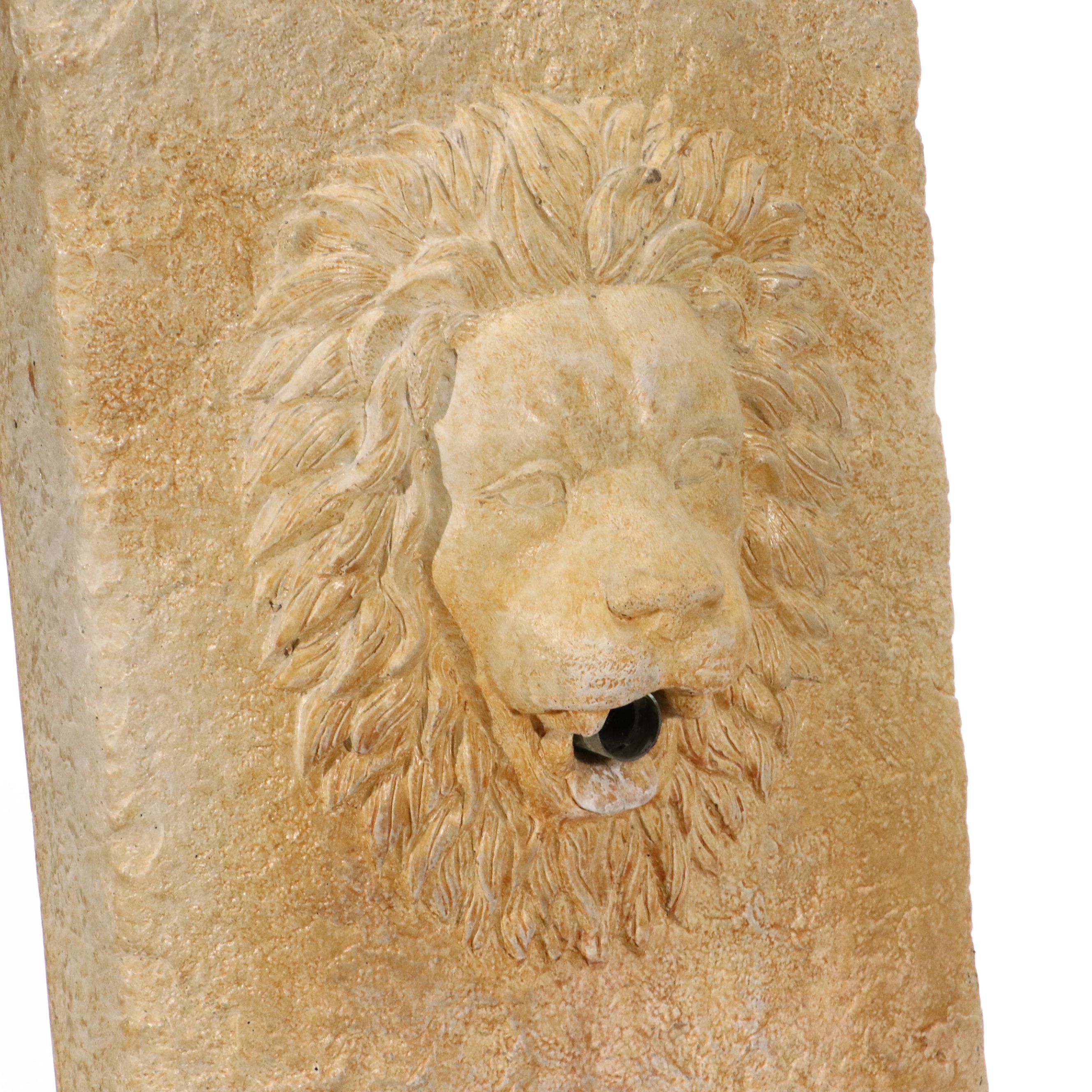 Henri by Stonecasters Lion Head Floor Fountain with Light and Hardware