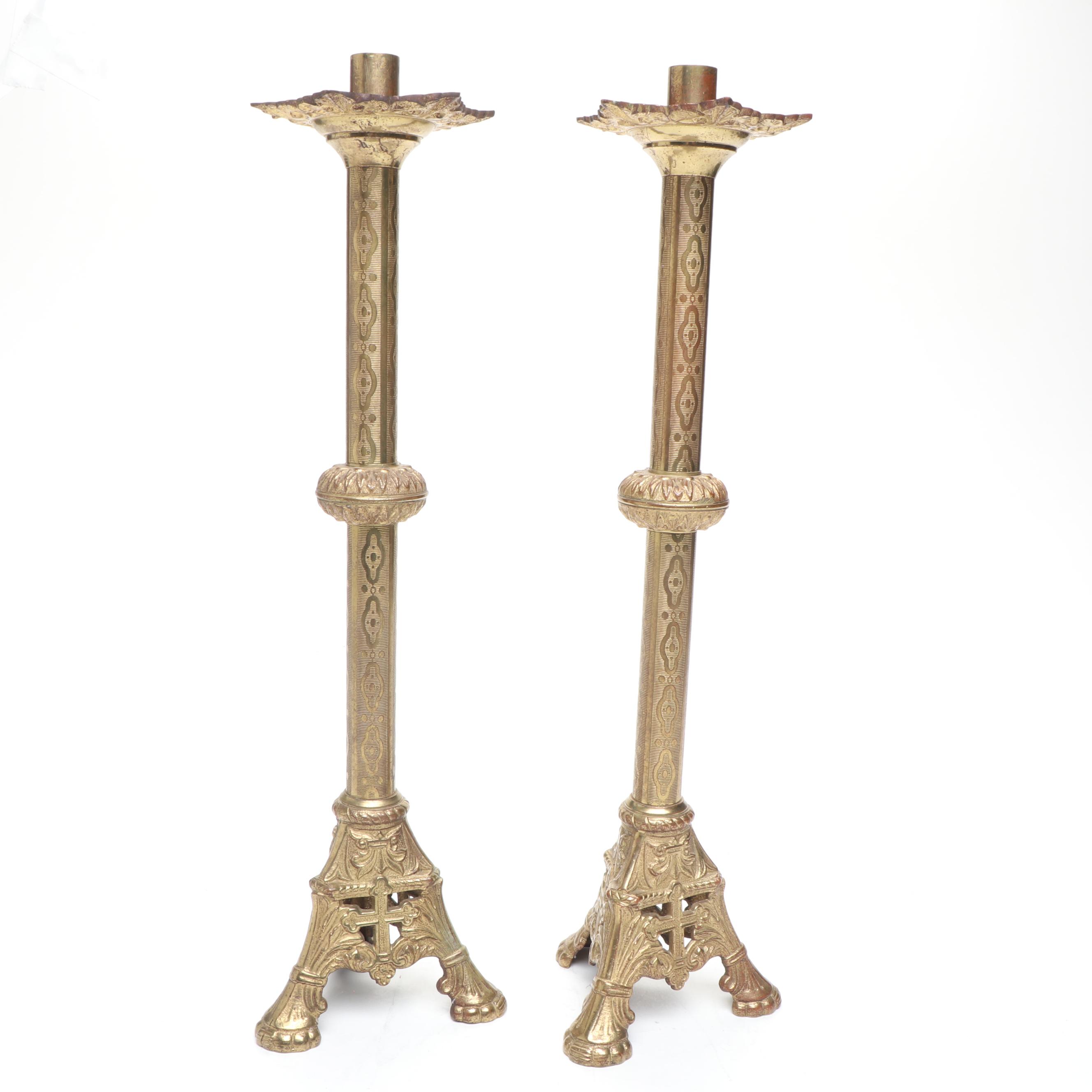 Pair of Brass Altar Candlesticks