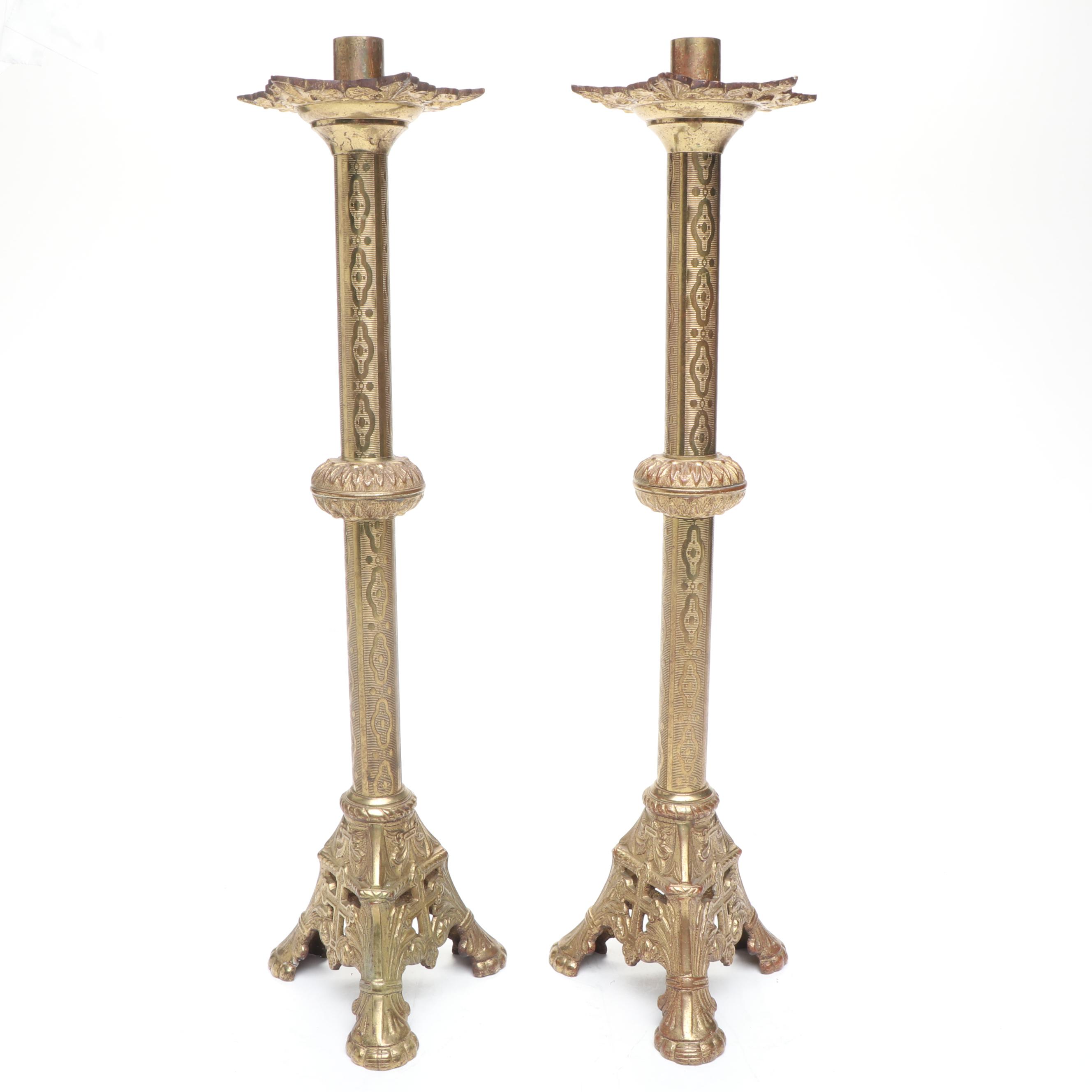 Pair of Brass Altar Candlesticks