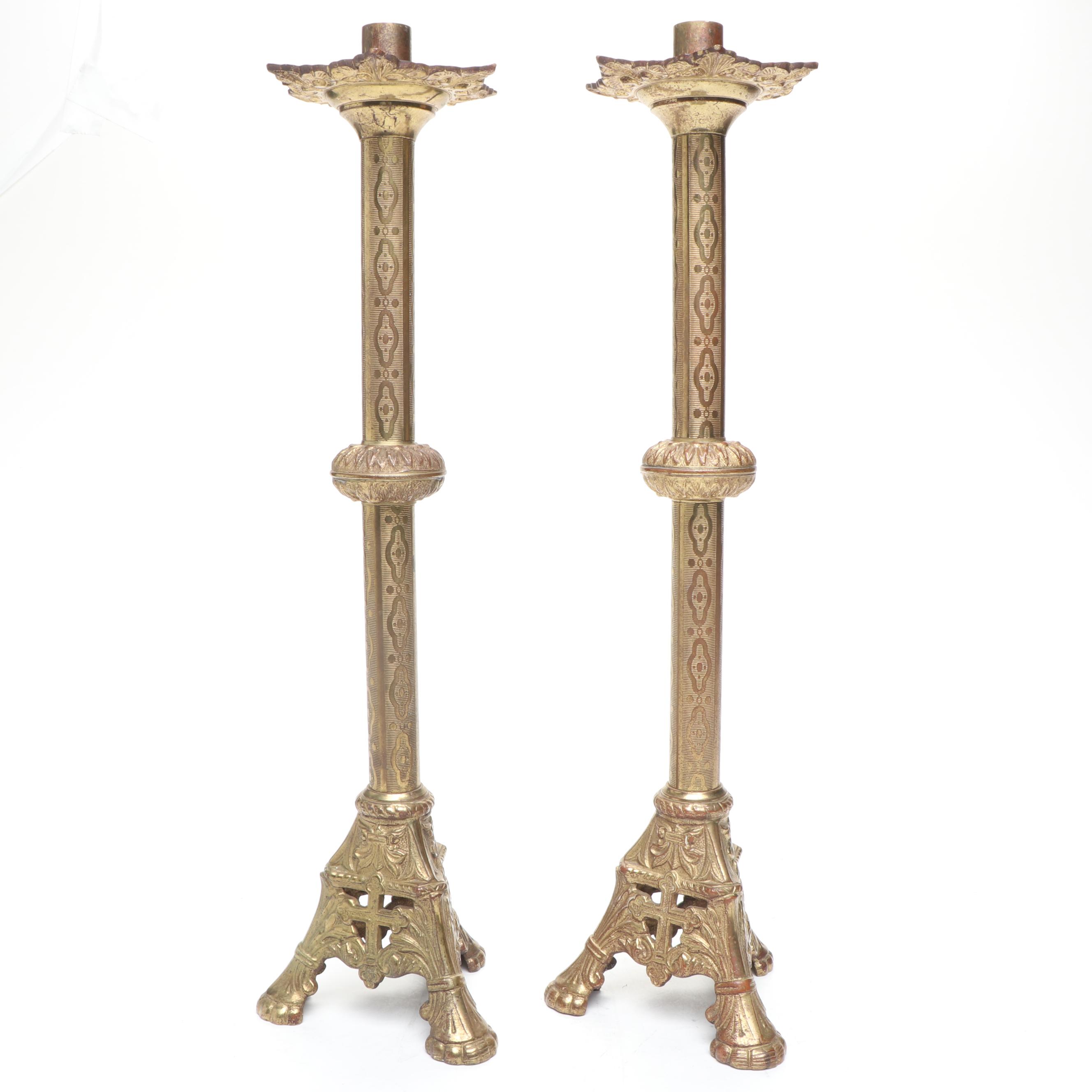 Pair of Brass Altar Candlesticks