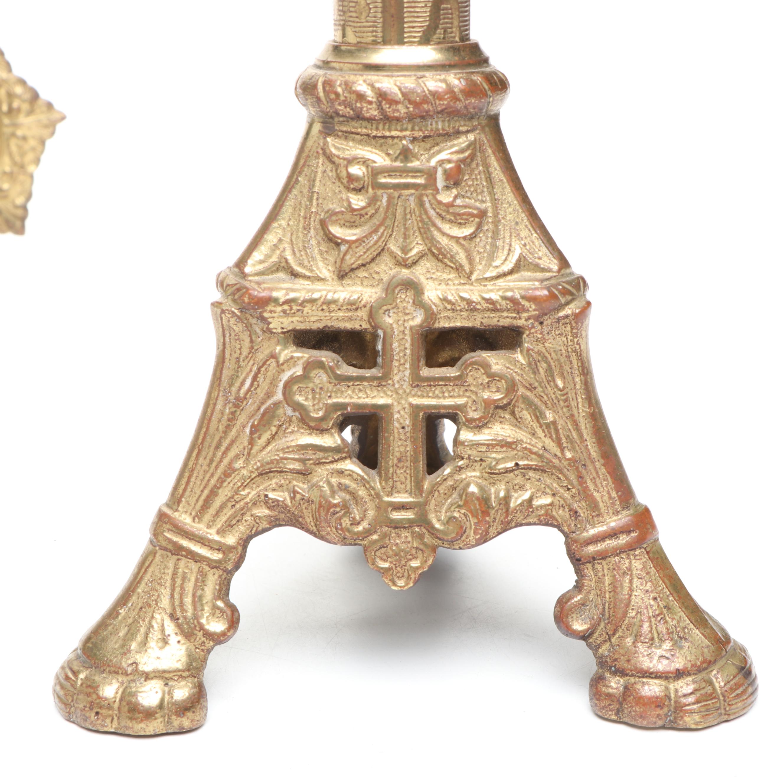 Pair of Brass Altar Candlesticks