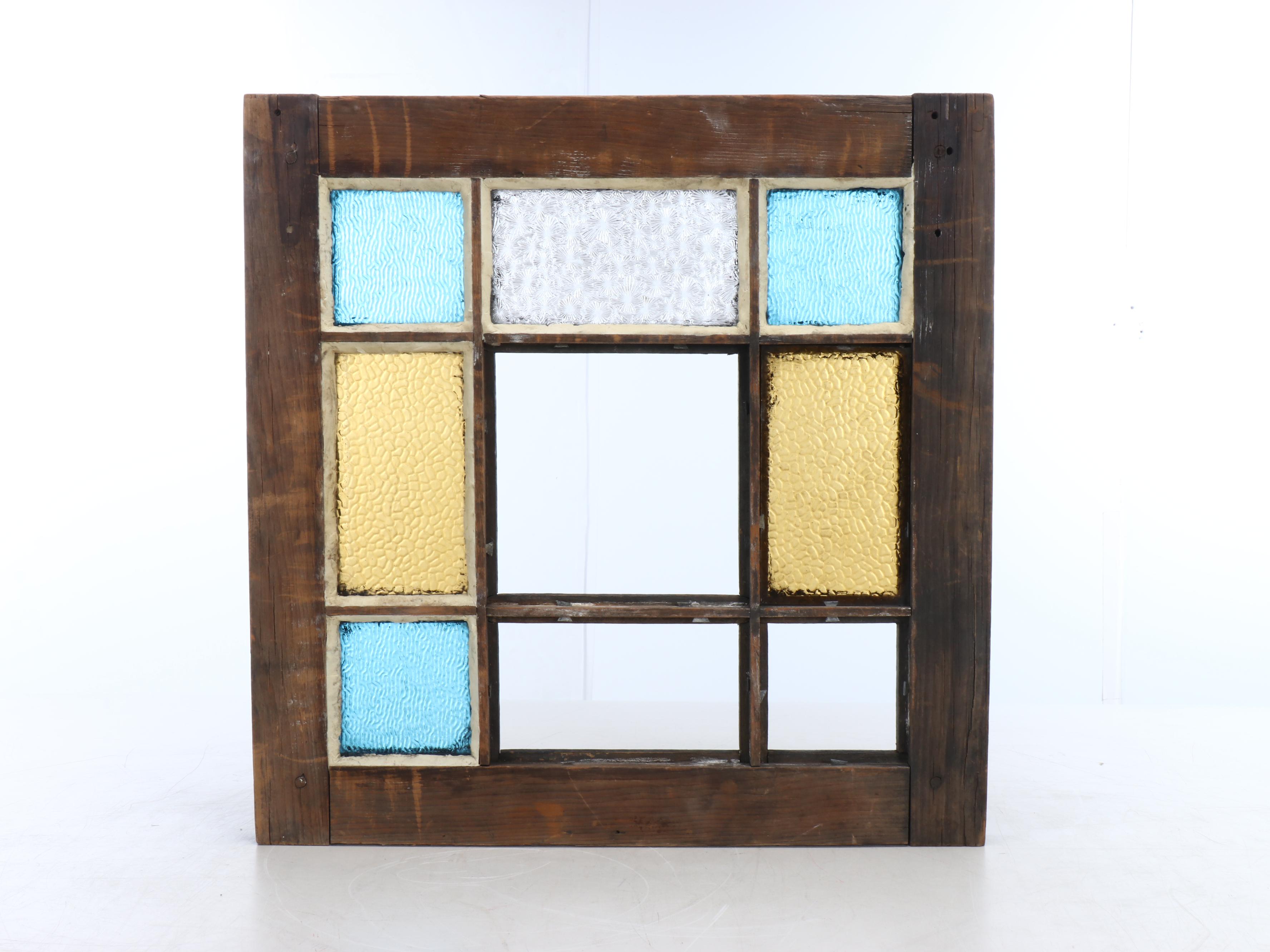 Framed Stained Glass Window, Early to Mid-20th Century