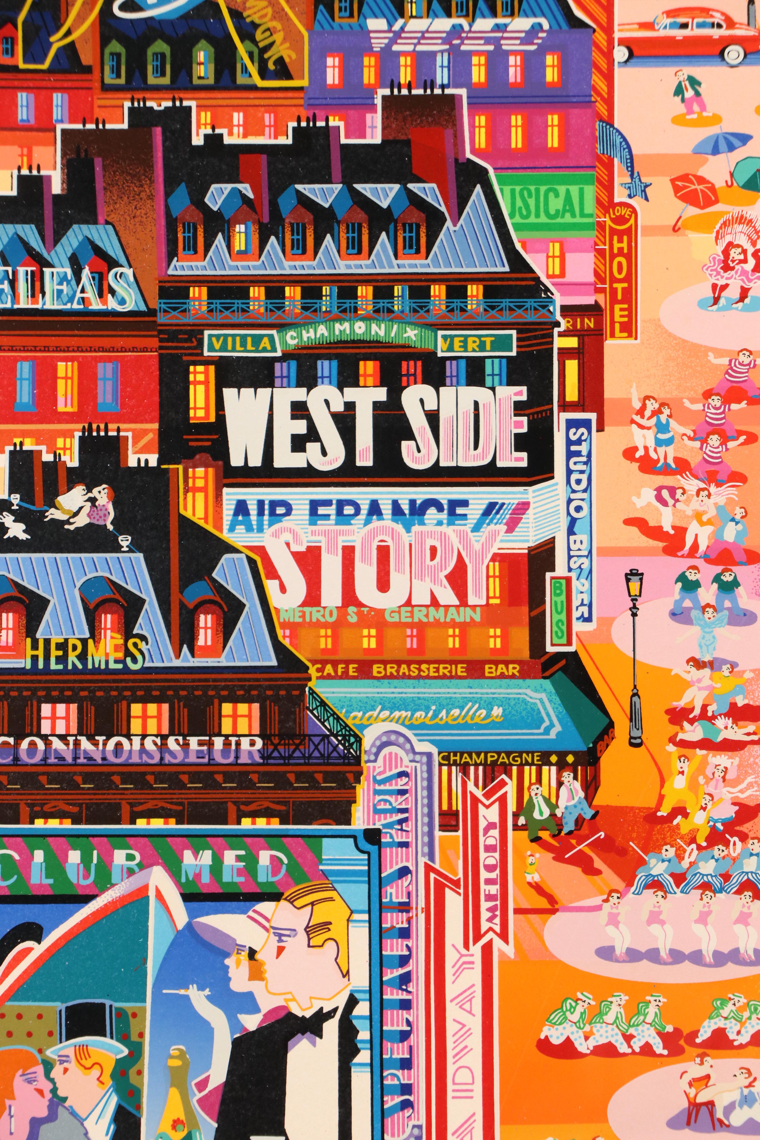 Hiro Yamagata Serigraph "An American In Paris," 1986