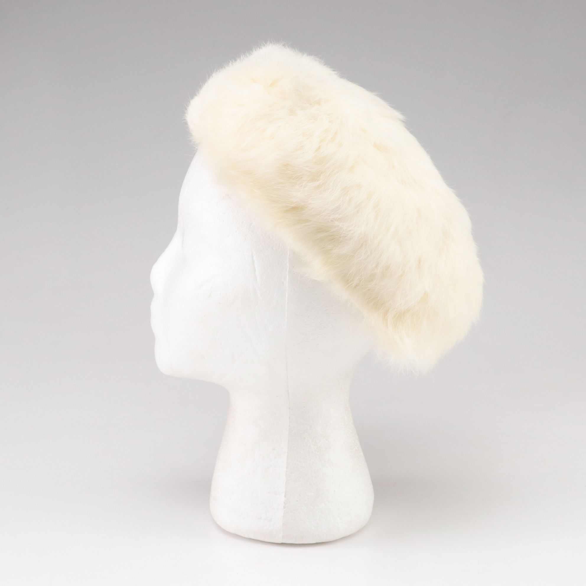 Dyed Tuscan Lamb Fur Hat with Pom Poms, Faux Fur Cloche and Ivory Beret
