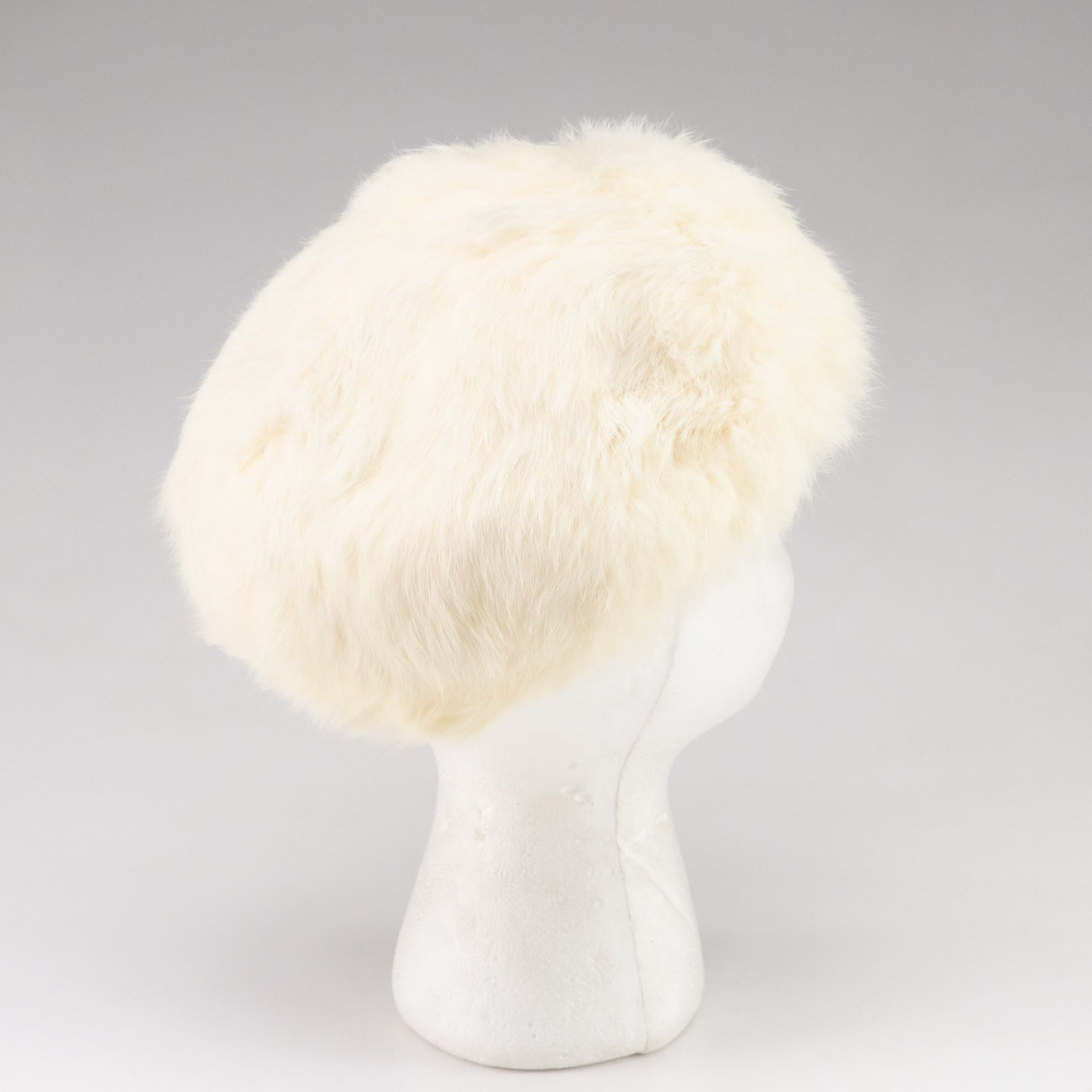 Dyed Tuscan Lamb Fur Hat with Pom Poms, Faux Fur Cloche and Ivory Beret