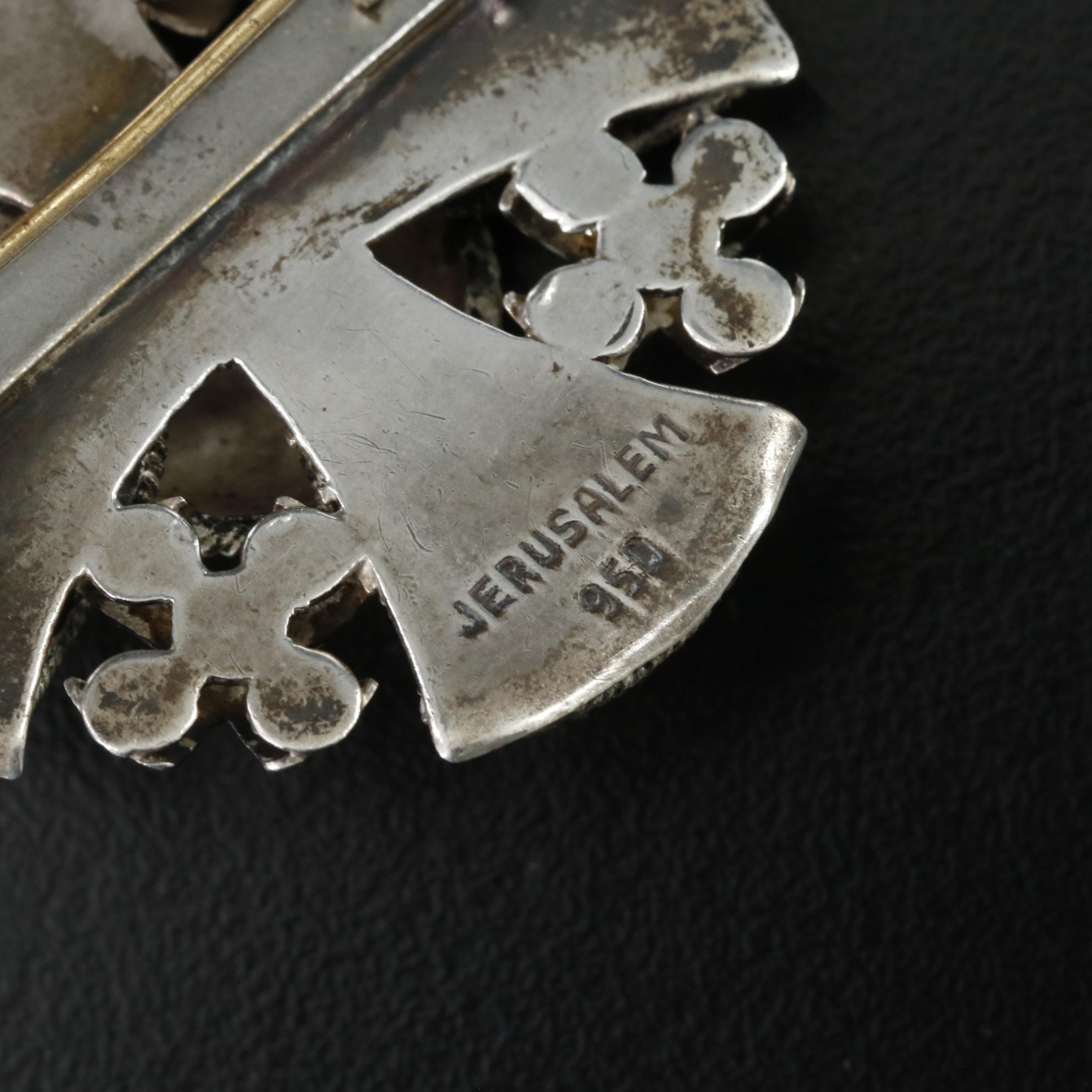 Vintage 950 Silver Jerusalem Cross on Sterling Necklace