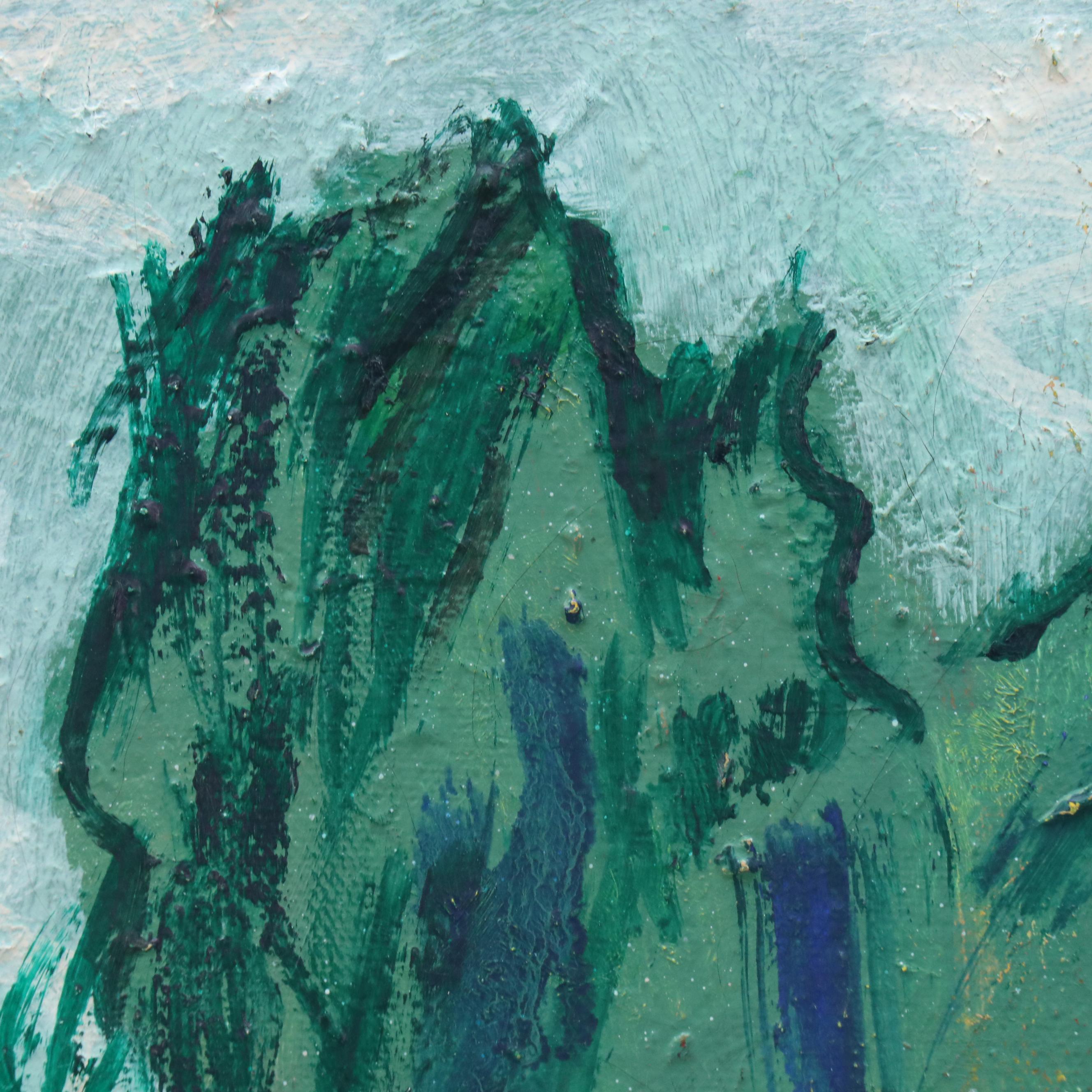 Janice Guttman Landscape Acrylic Painting of Hillside House, 2004