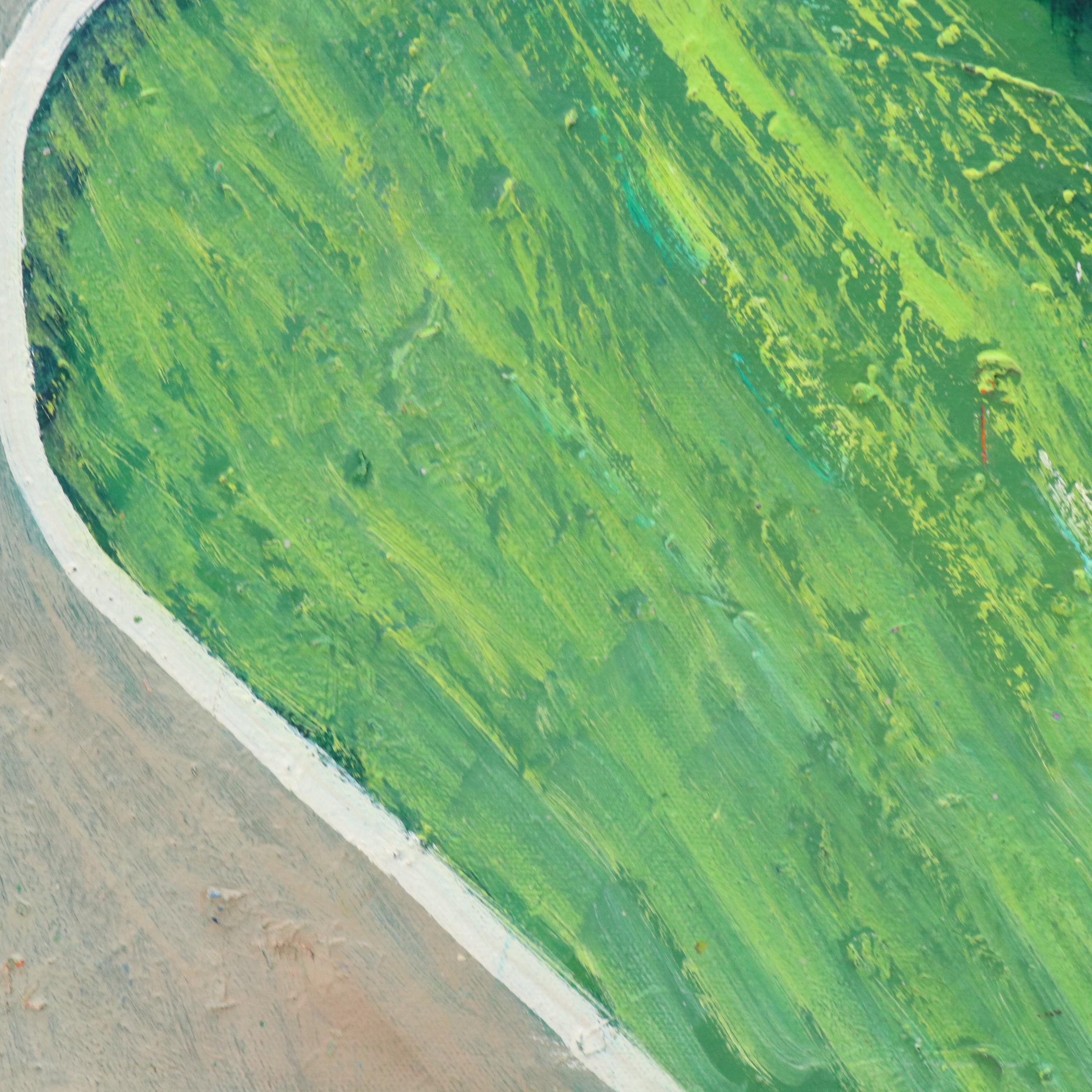 Janice Guttman Landscape Acrylic Painting of Hillside House, 2004