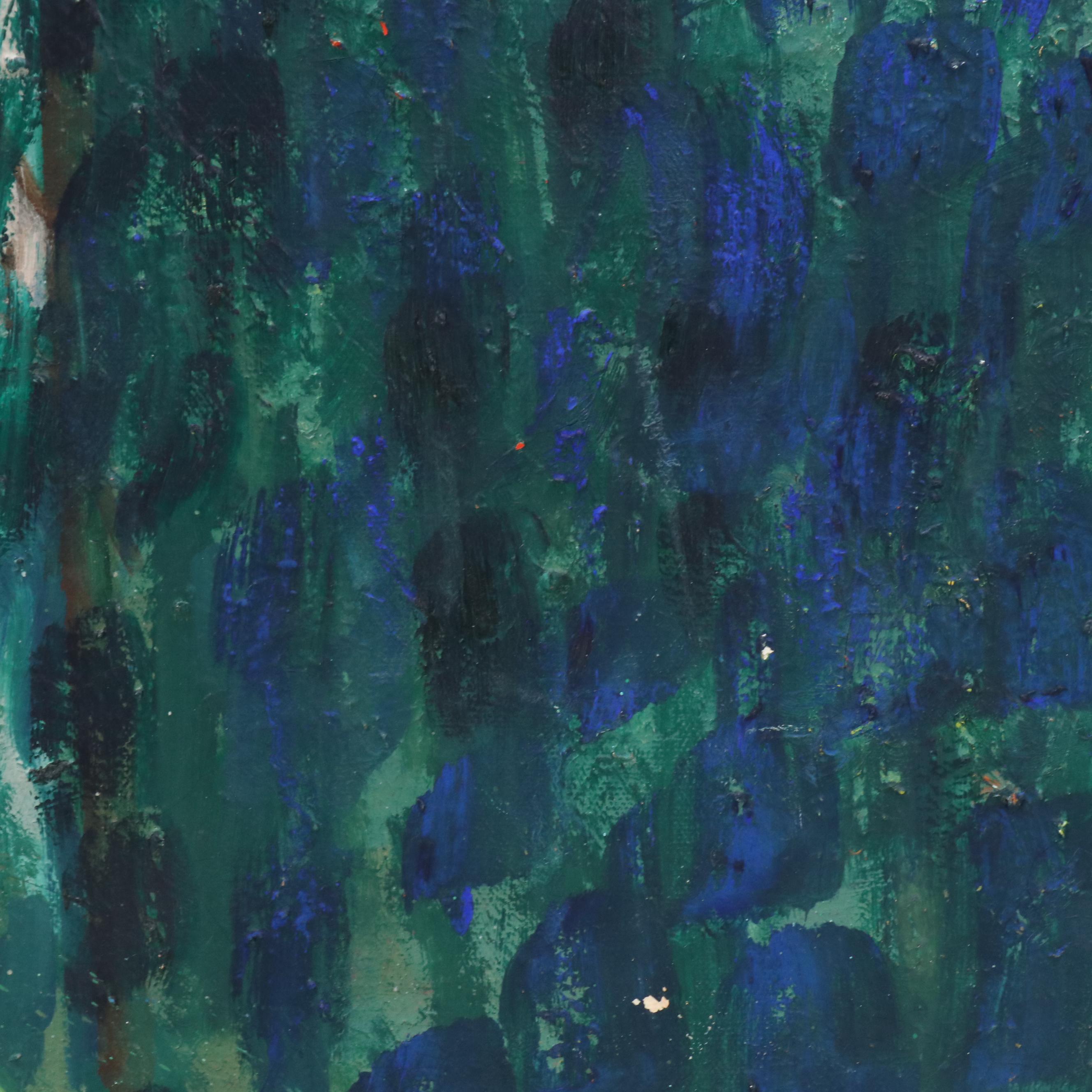 Janice Guttman Landscape Acrylic Painting of Hillside House, 2004