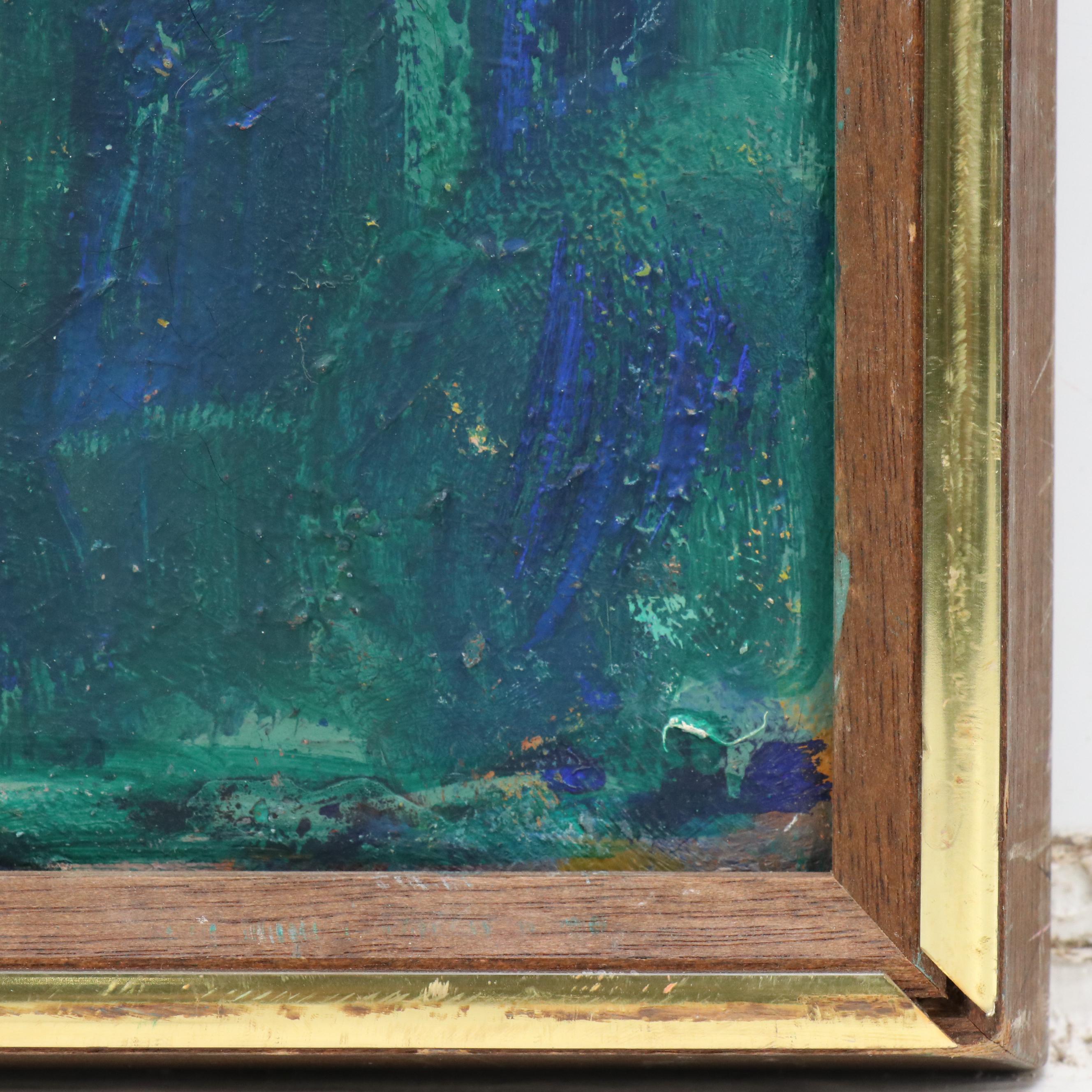 Janice Guttman Landscape Acrylic Painting of Hillside House, 2004