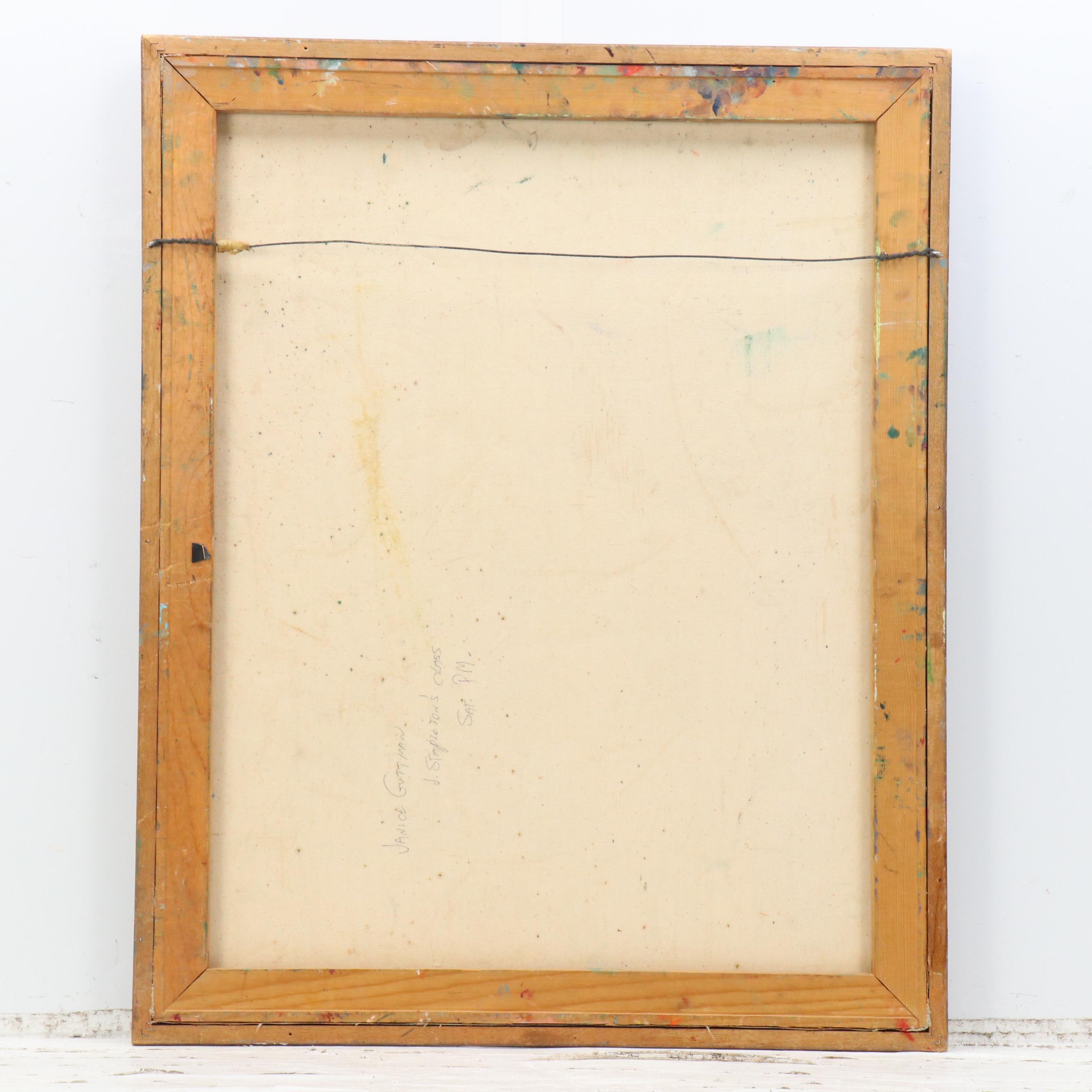 Janice Guttman Landscape Acrylic Painting of Hillside House, 2004