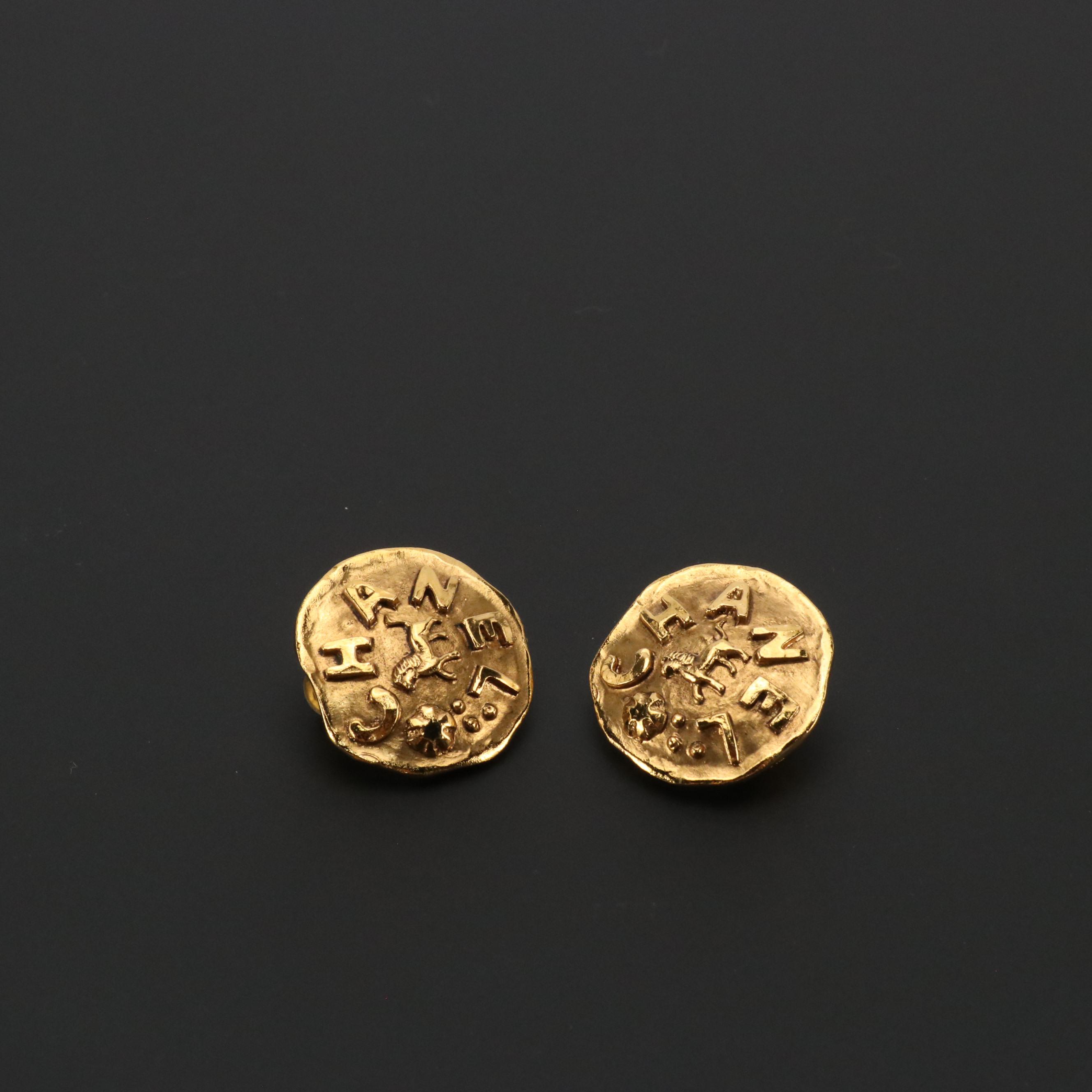 Chanel Vintage Round Clip Earrings