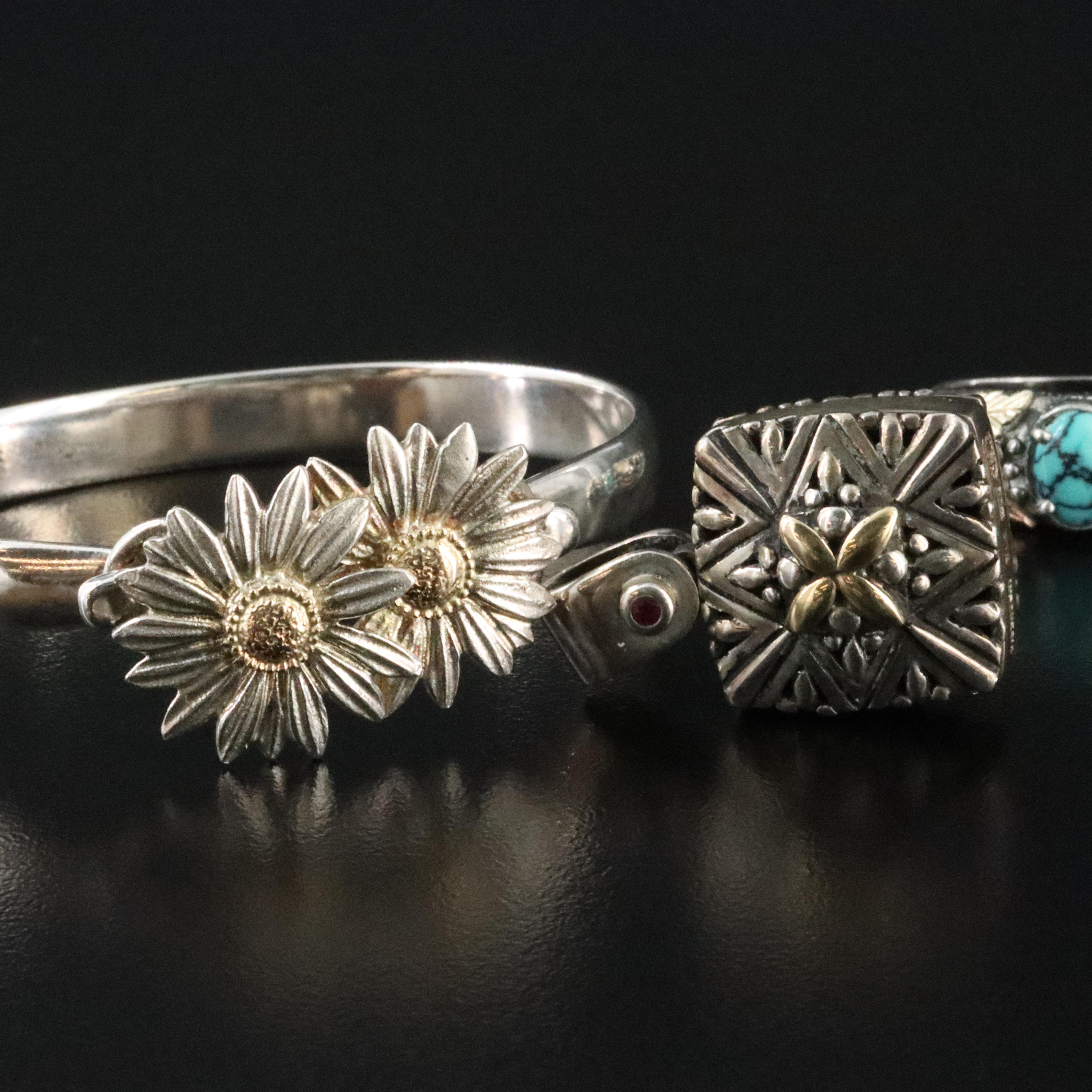 Barbara Bixby, Turquoise and Gold Accents Featured in Sterling Jewelry