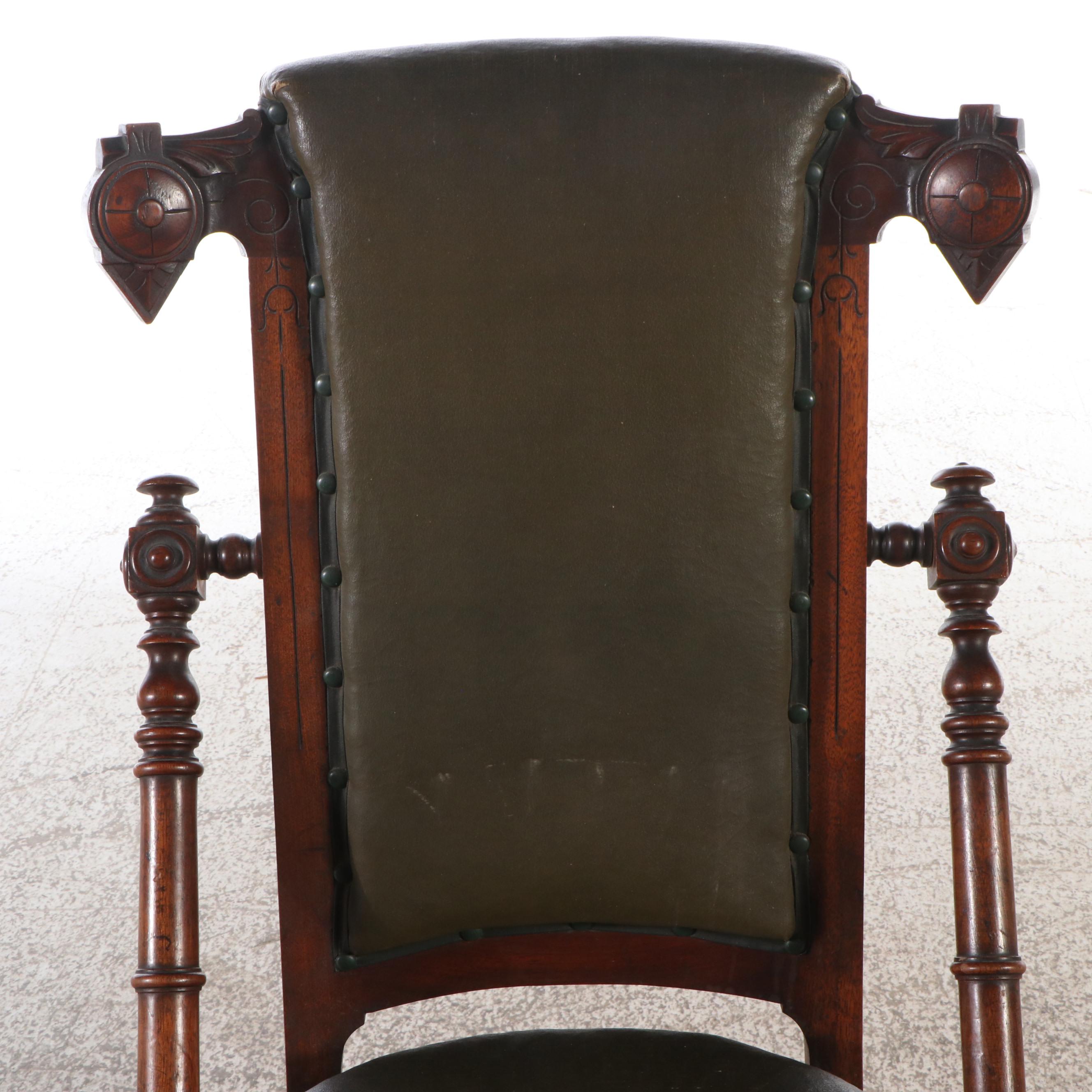 Late Victorian Hunszinger Style Leather Upholstered Folding Chair