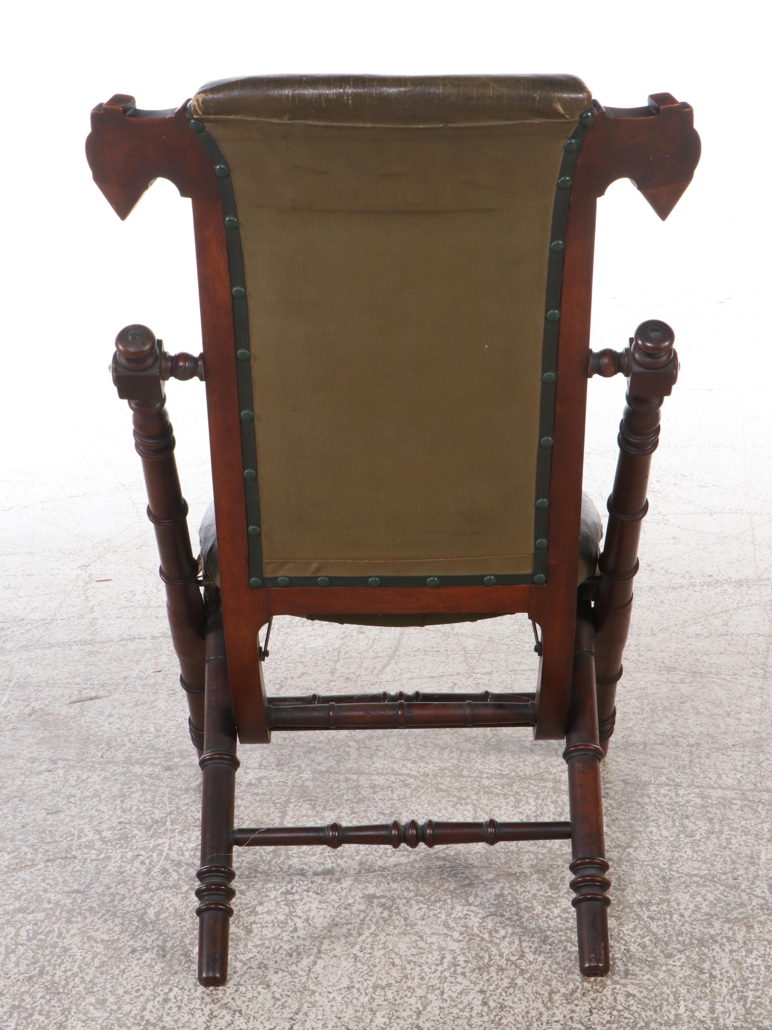 Late Victorian Hunszinger Style Leather Upholstered Folding Chair