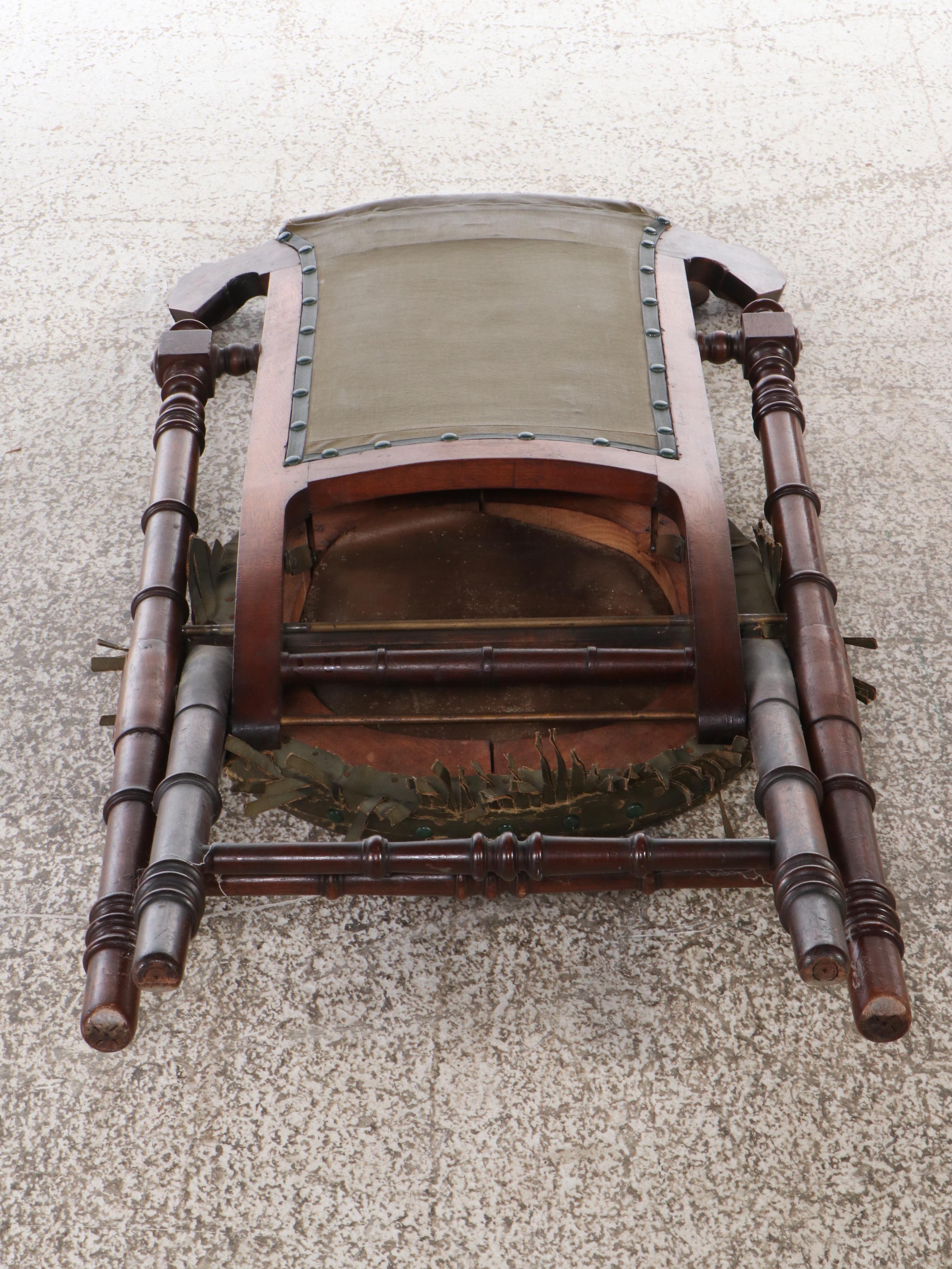 Late Victorian Hunszinger Style Leather Upholstered Folding Chair