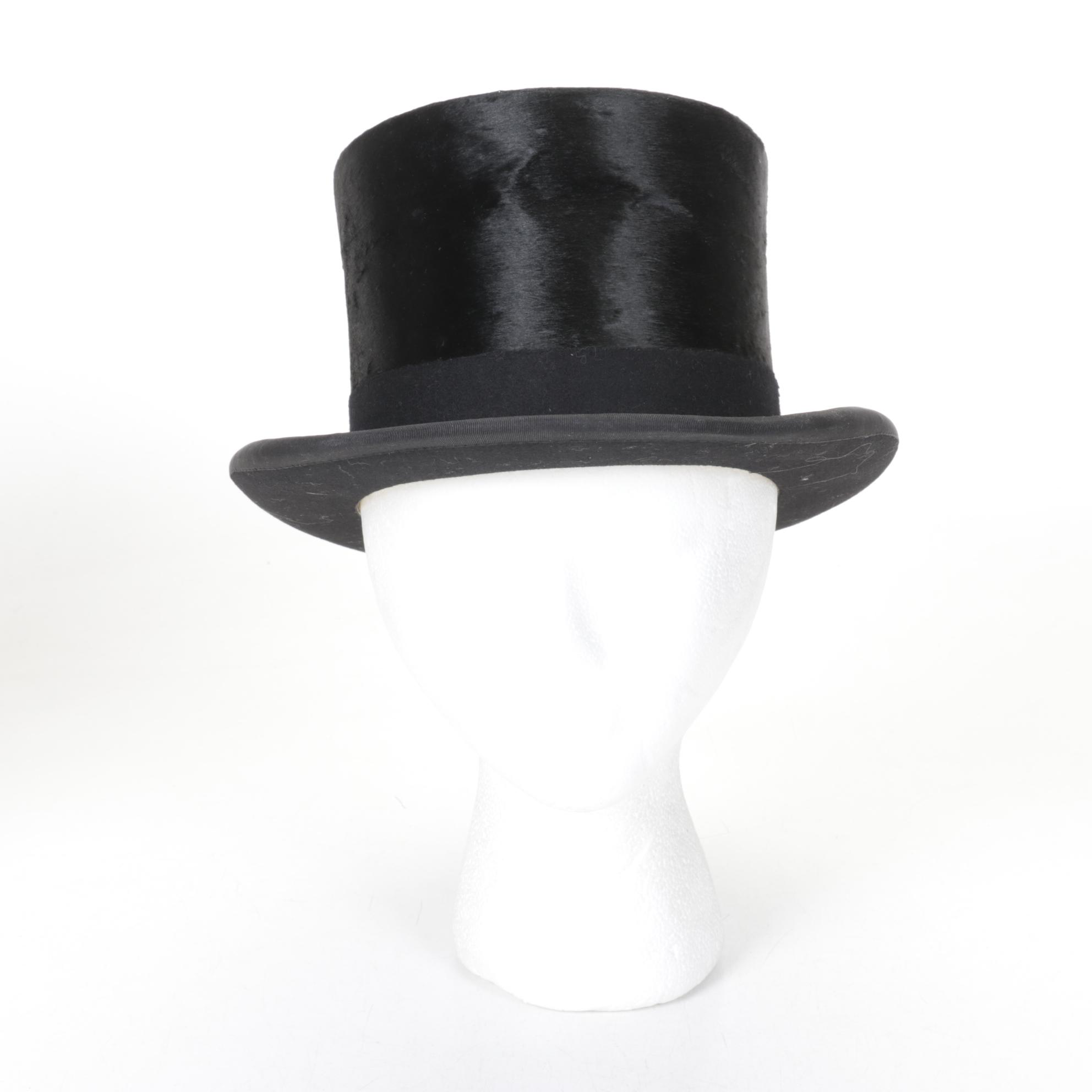 Eduard Pelger Fur Felt Top Hat with Black Velvet Cloche Hat