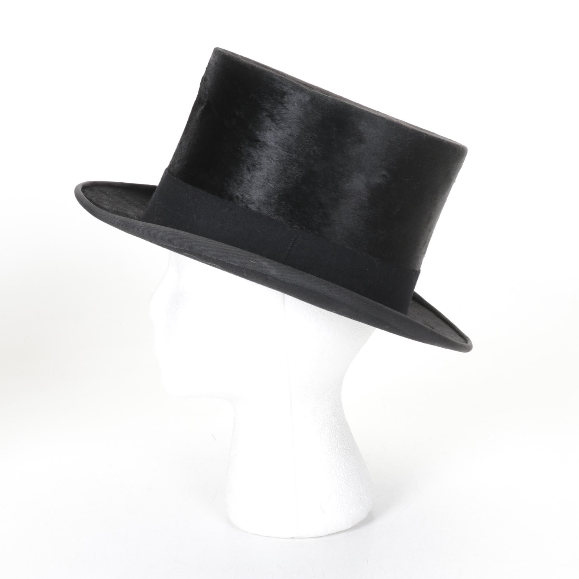 Eduard Pelger Fur Felt Top Hat with Black Velvet Cloche Hat