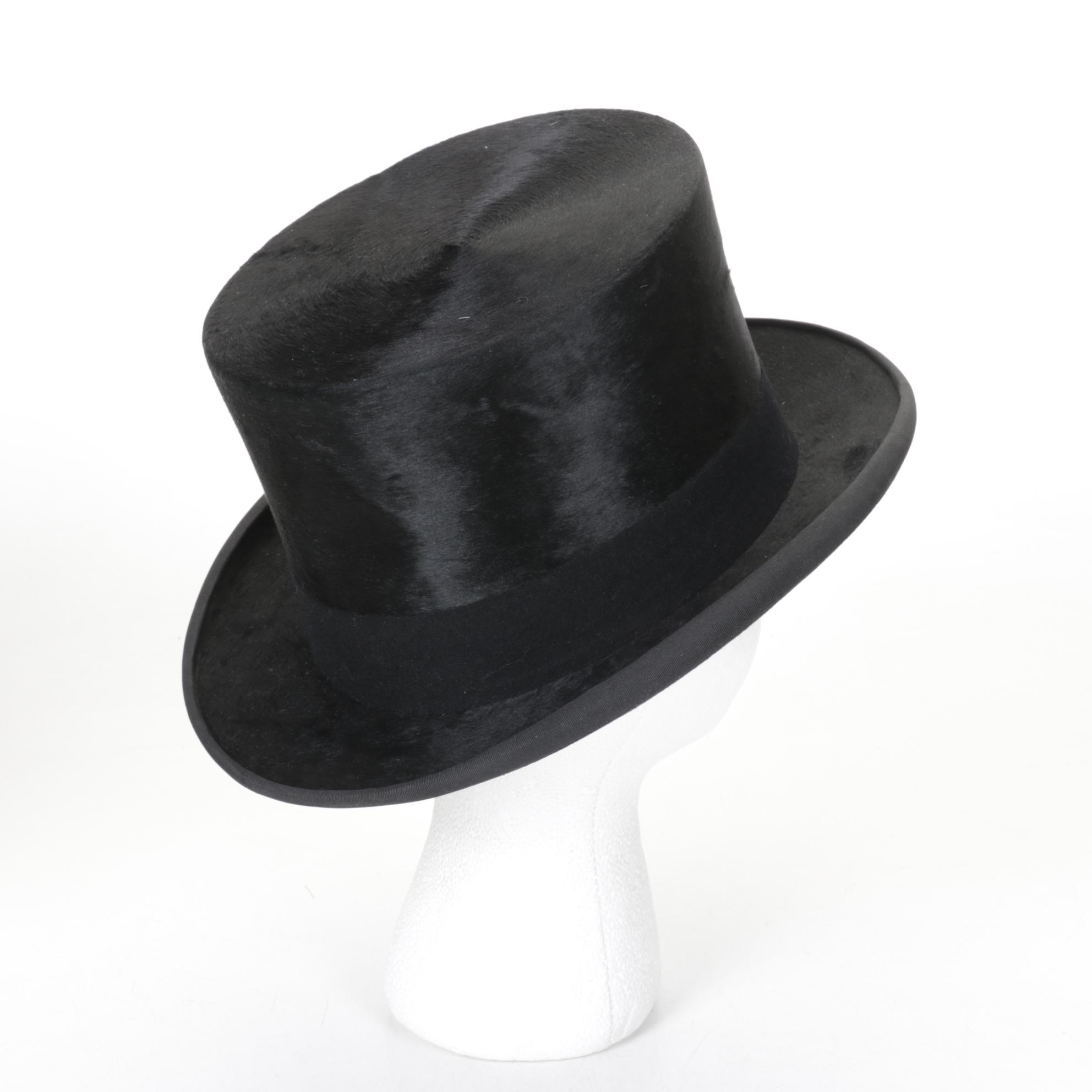 Eduard Pelger Fur Felt Top Hat with Black Velvet Cloche Hat
